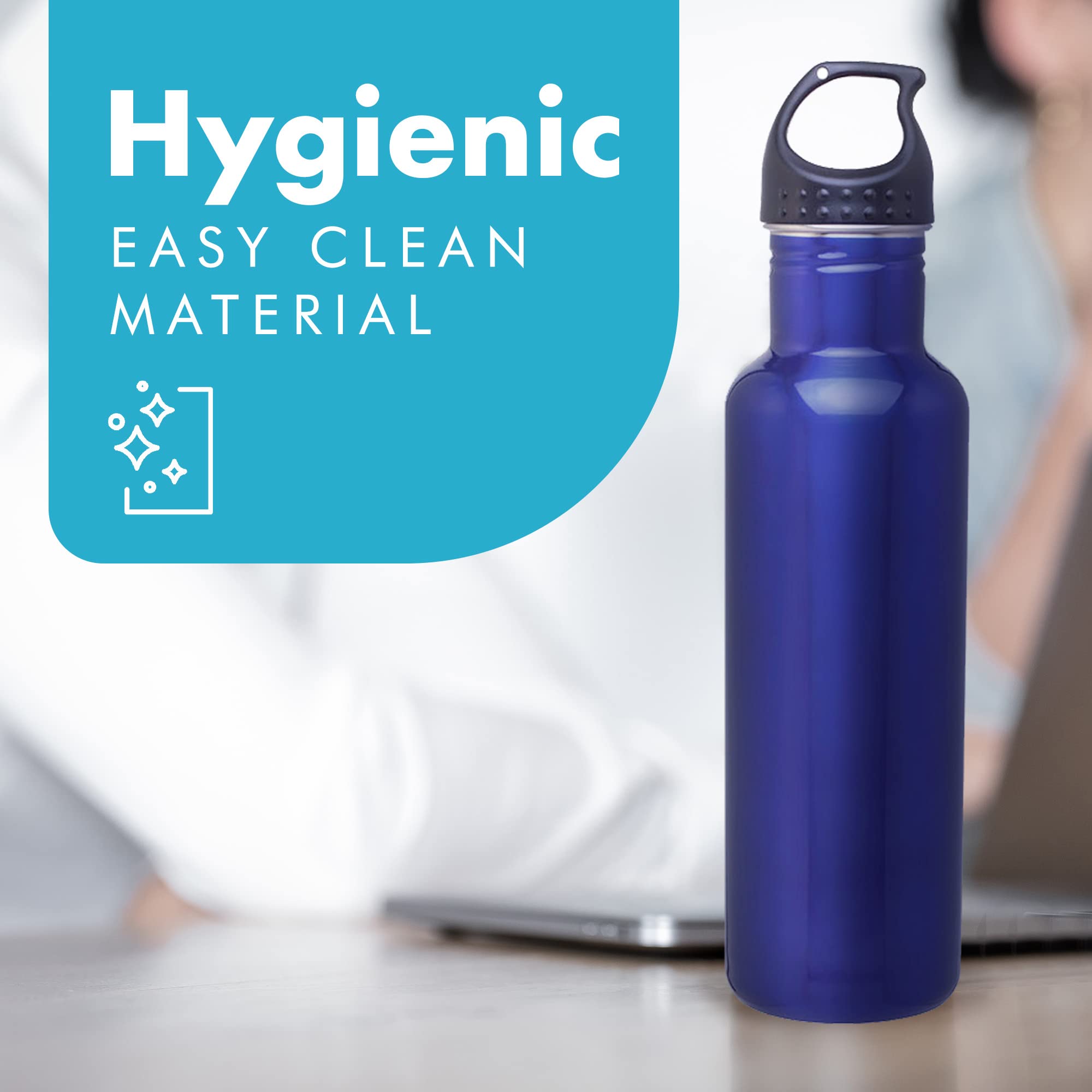 Stainless Steel Water Bottle 24oz - Wide Mouth Reusable for School, Gym & Work