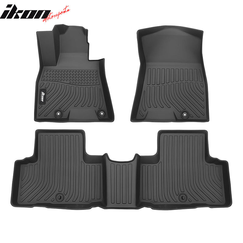 IKON All-Weather 3D TPE Floor Mats for 2021-2025 Genesis GV80 (Excludes 4-Passenger Version) - Premium Molded Car Protection for 1st & 2nd Row (4-Piece Set, Black) - Perfect for Daily Commutes, Road Trips and Extreme Weather Conditions