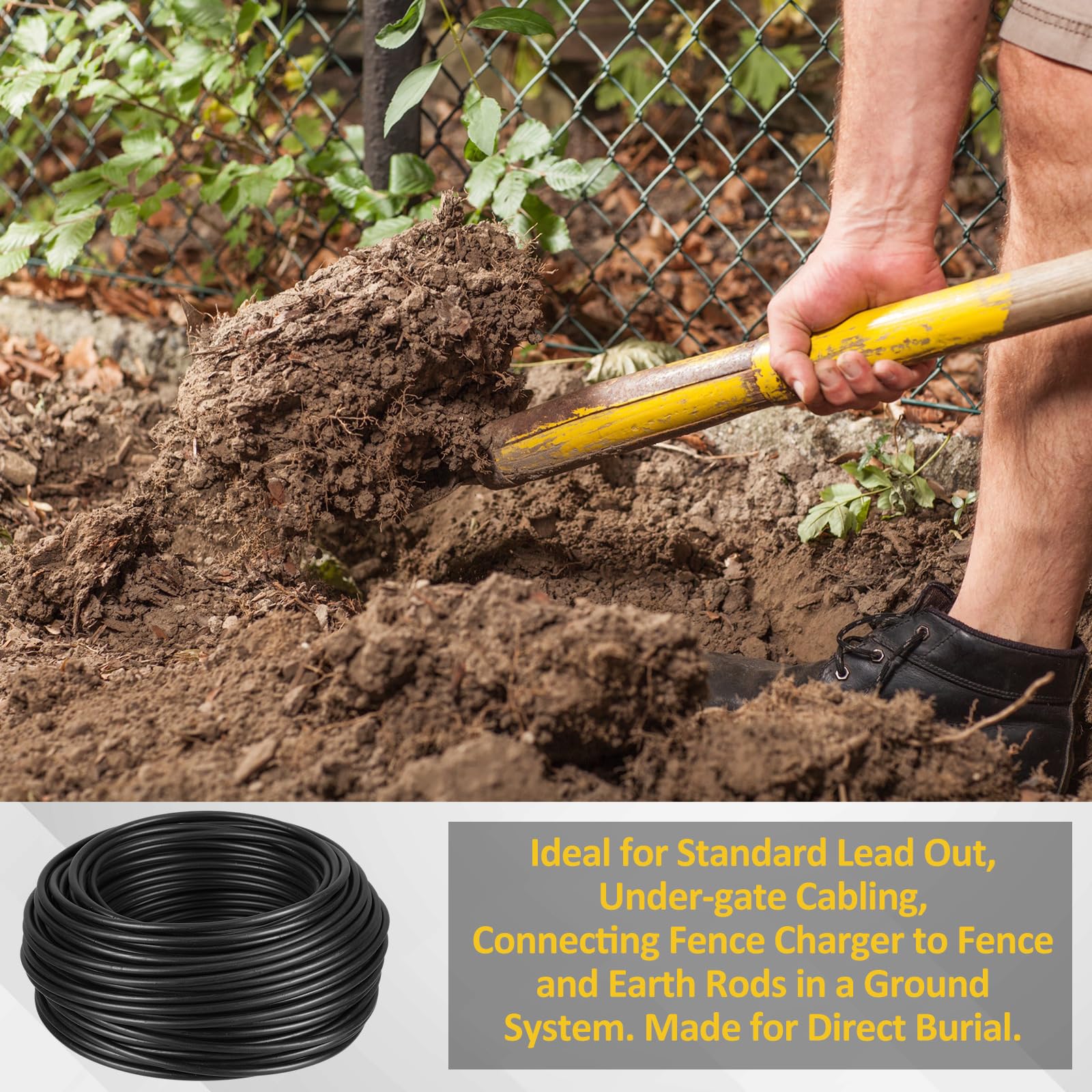 **Kanayu 16 Gauge Double Insulated Underground Electric Fence Wire - 100 Ft Spooled on Plastic Reel - Heavy Duty Electric Fencing for Livestock, Pets & Farm Security**