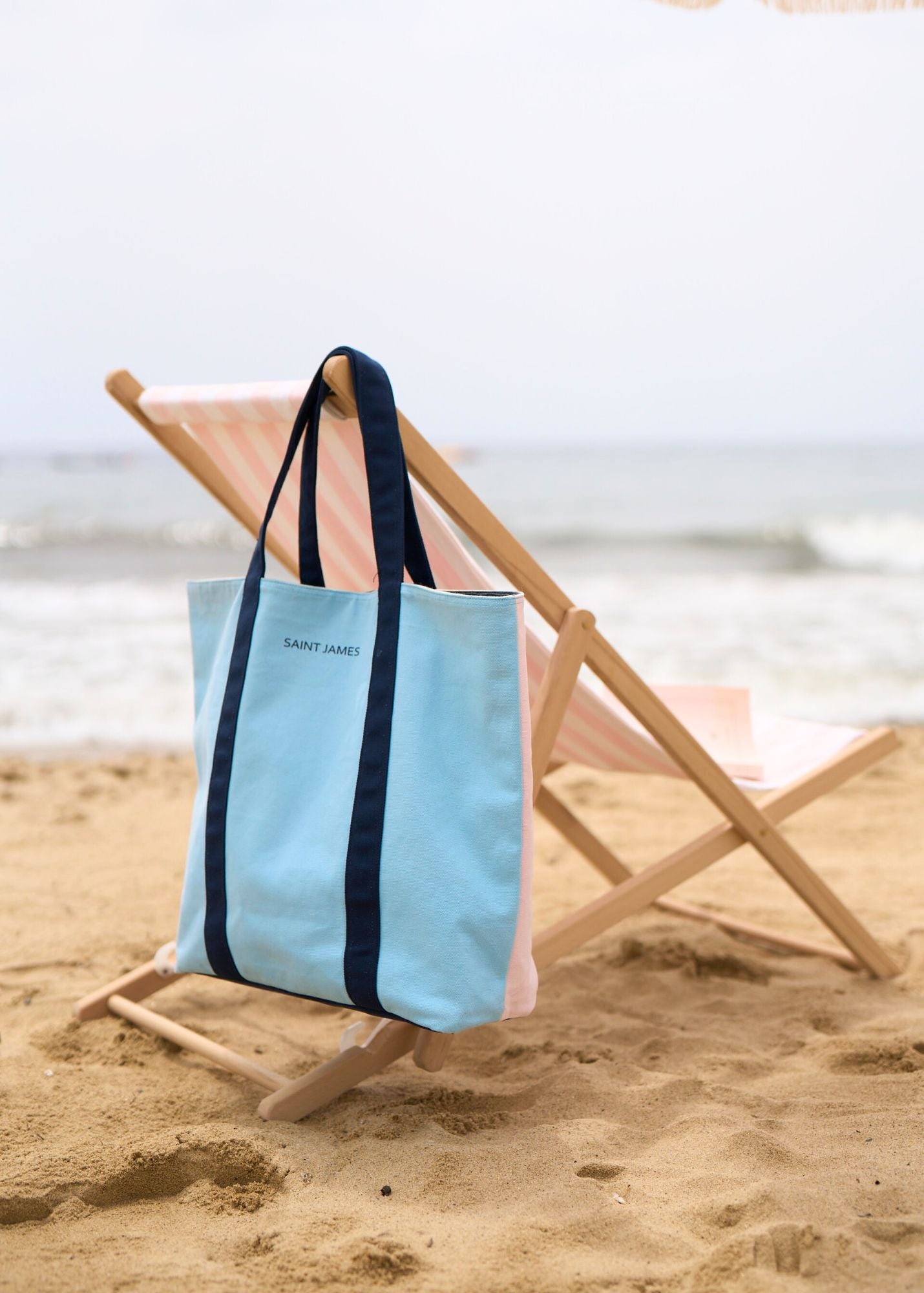 Reversible Tote Bag 100% Cotton - Light Blue & Pale Pink Two-Tone Handbag for Women | Perfect for Work, Shopping & Beach Day Essentials