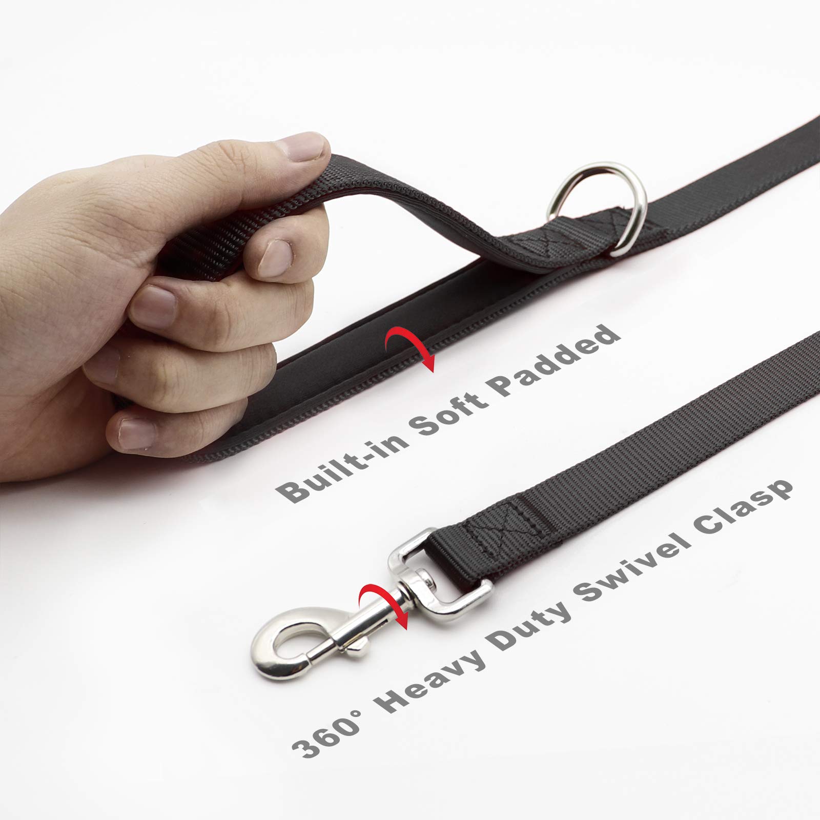 Premium Nylon Dog Collar and Leash Set for Small Dogs - Adjustable Reflective Collar with Quick Release Buckle & Soft Padded Handle - Black (4FT Leash + 12