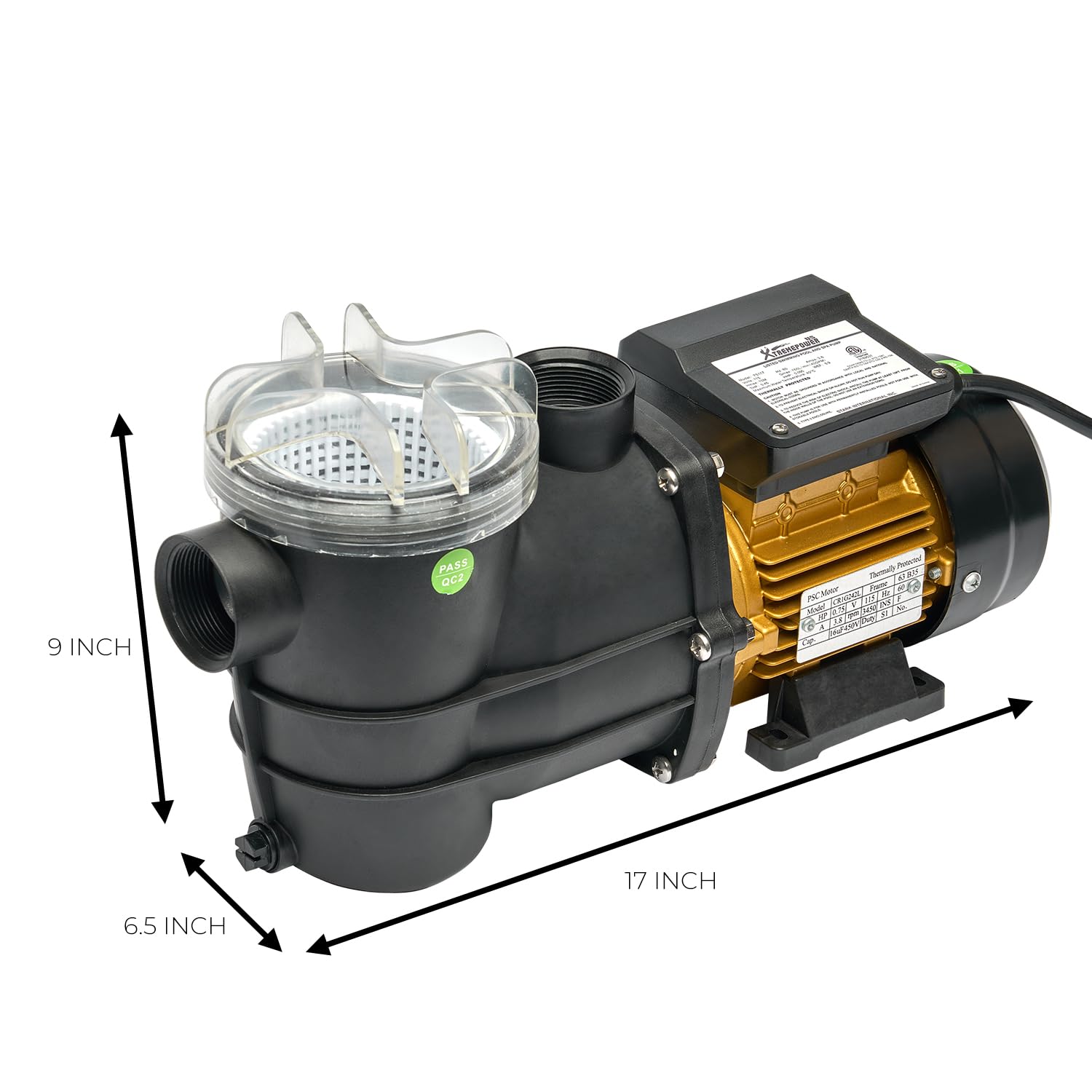 XtremepowerUS 3/4HP 2400GPH Swimming Pool Pump - Self Priming Above Ground Pool Pump with Strainer Basket, 1.5