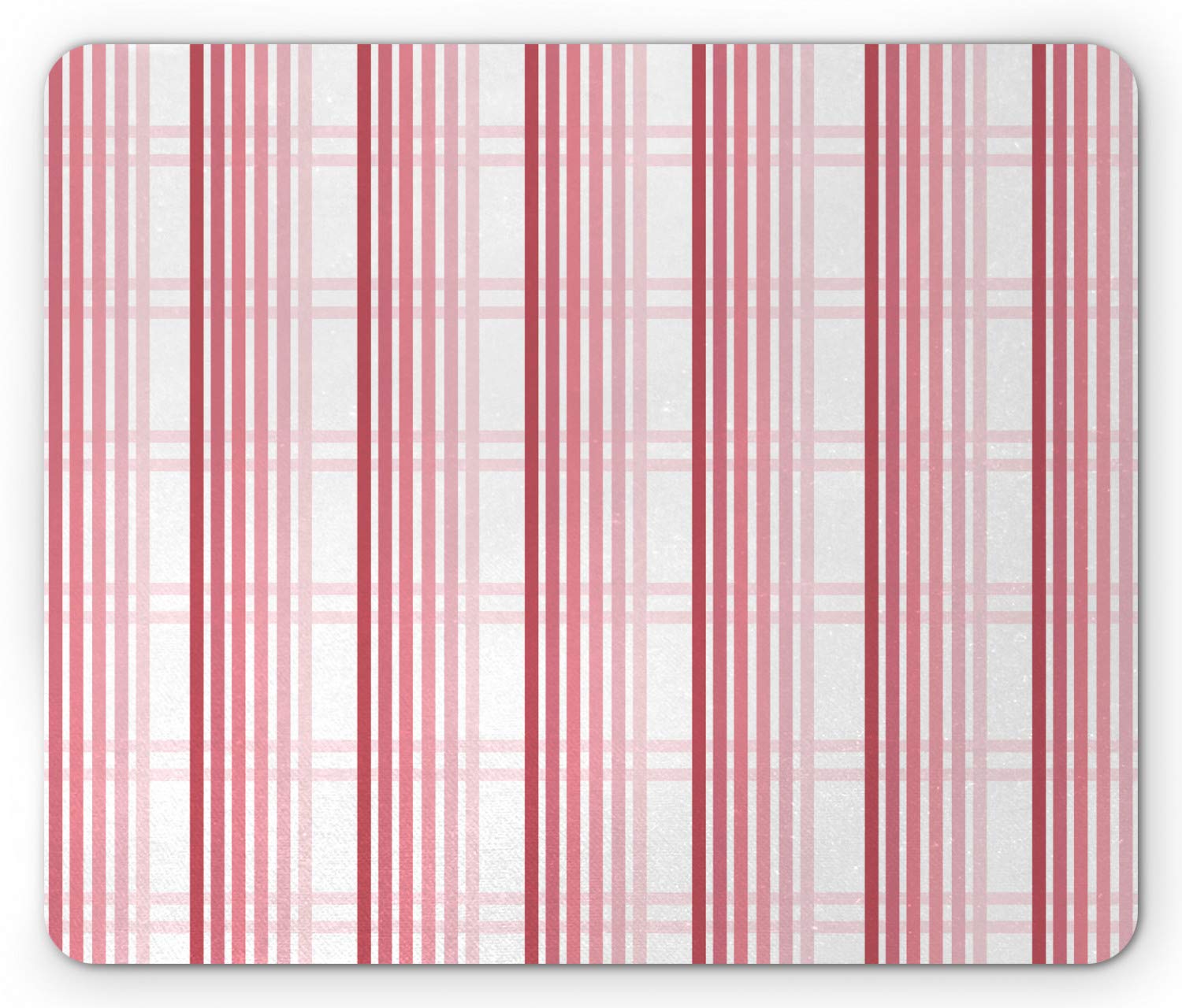 Ambesonne Geometric Mouse Pad - Non-Slip Rubber Base with Pink Stripes Design, Standard Size Rectangle Computer Mousepad (White Multicolor) for Office, Gaming & Home Workspace