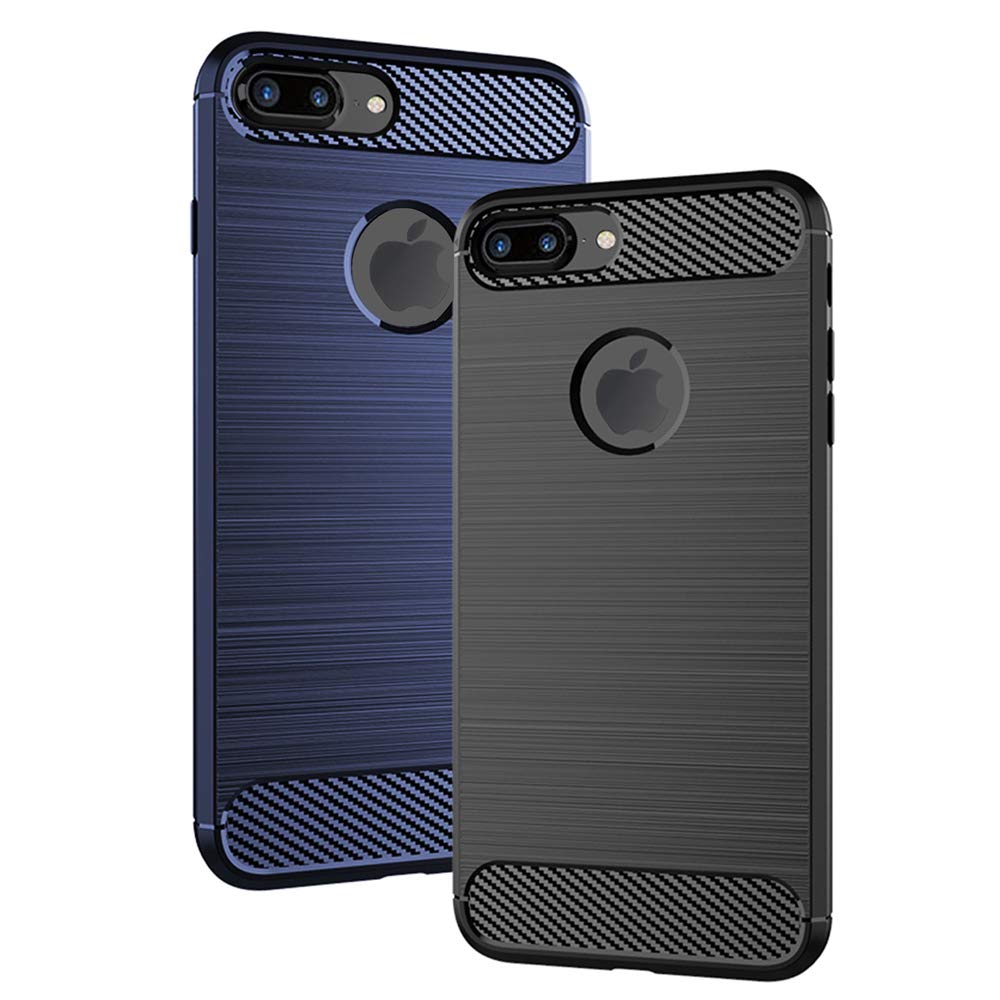 ASUWISH Shockproof Silicone Phone Case for iPhone 7 Plus/8 Plus with Tempered Glass Screen Protector - Durable Rubber Cover for iPhone 7/8 Series (Black) - Perfect for Daily Protection & Outdoor Activities