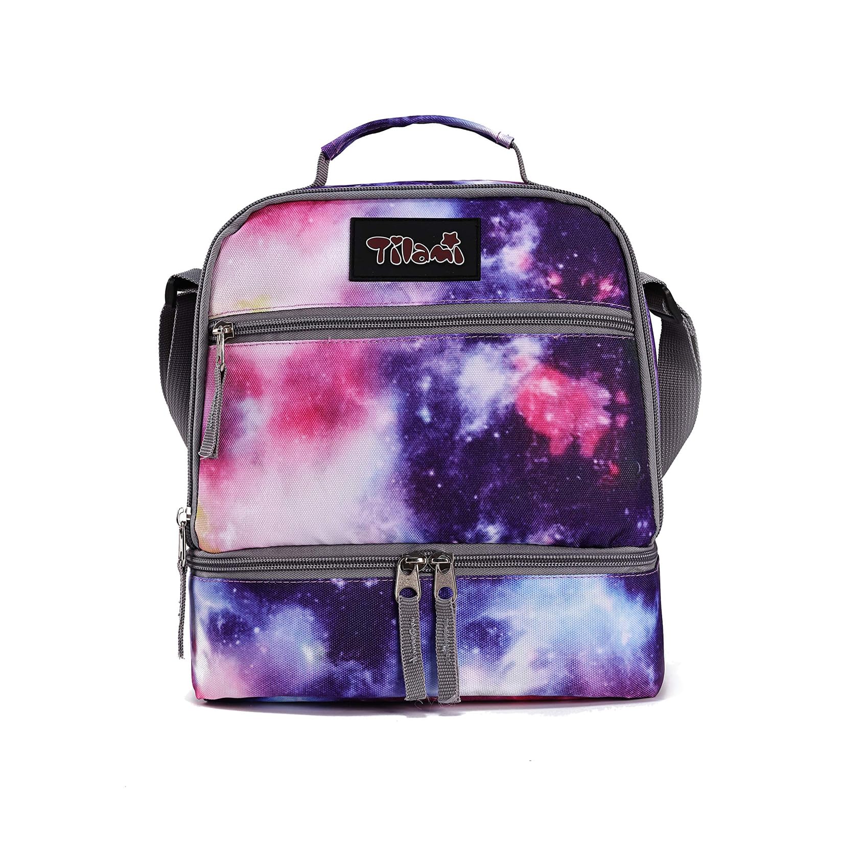 Tilami Insulated Lunch Bag for Kids & Toddlers - Adjustable Strap, Two Compartments, Leakproof Zipper - Perfect for School, Picnics & Travel (Purple)