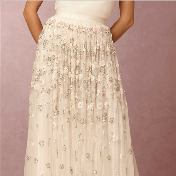 Needle & Thread Maisey Skirt - Floral Embroidered Midi Skirt for Women | Perfect for Weddings, Parties & Special Occasions