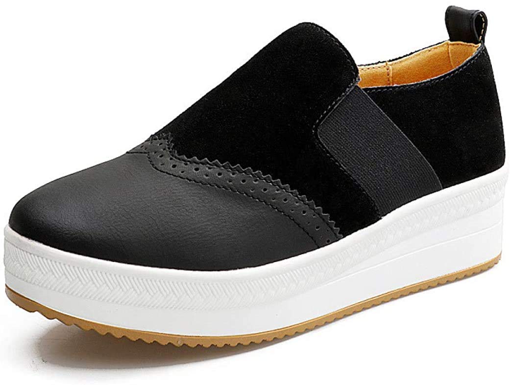 XBAO Women's Casual Wedge Loafers - Soft Round Toe Slip-On Sneakers for School, Work & Everyday Comfort | Breathable & Lightweight Walking Shoes