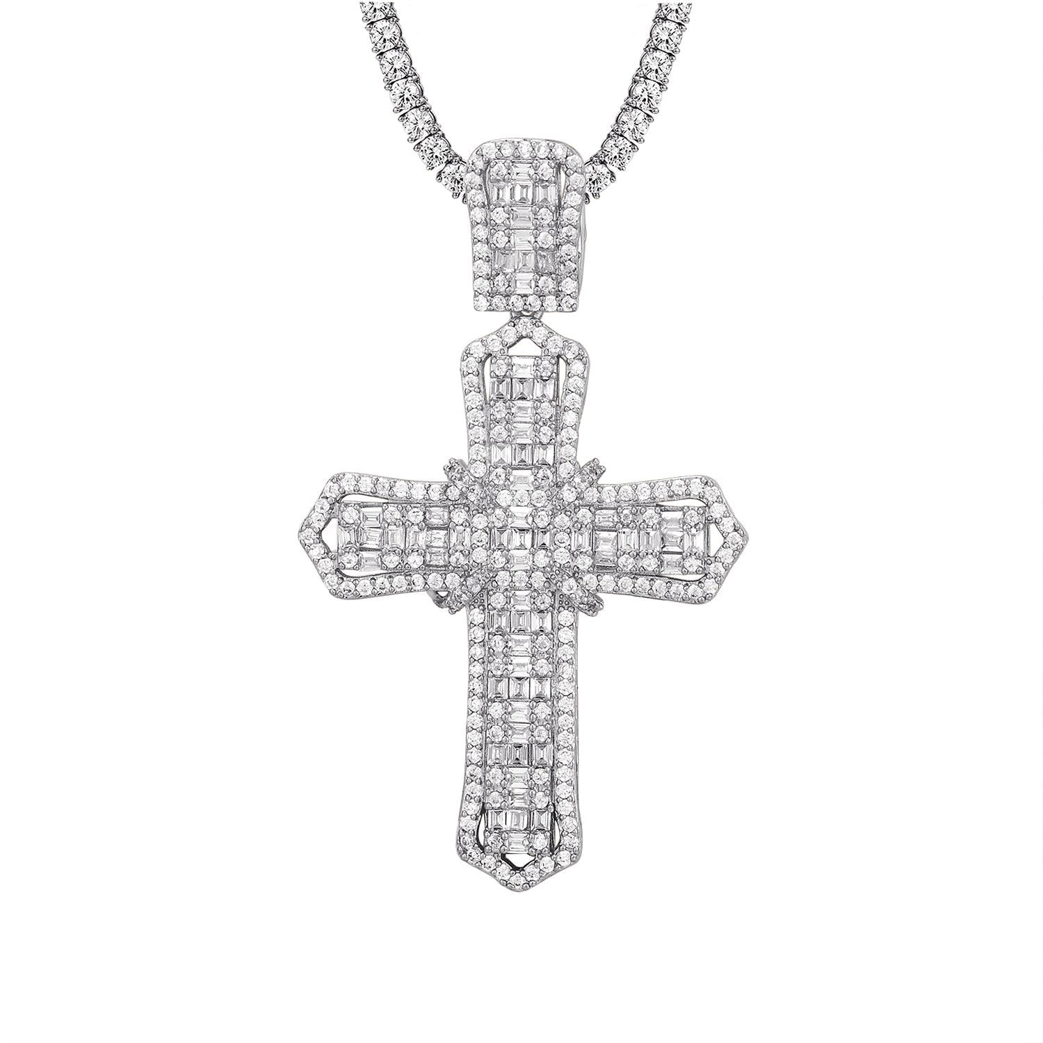 Custom Sterling Silver Holy Religious Ribbon Cross Pendant Necklace - Perfect for Baptism, Confirmation & Spiritual Gifts