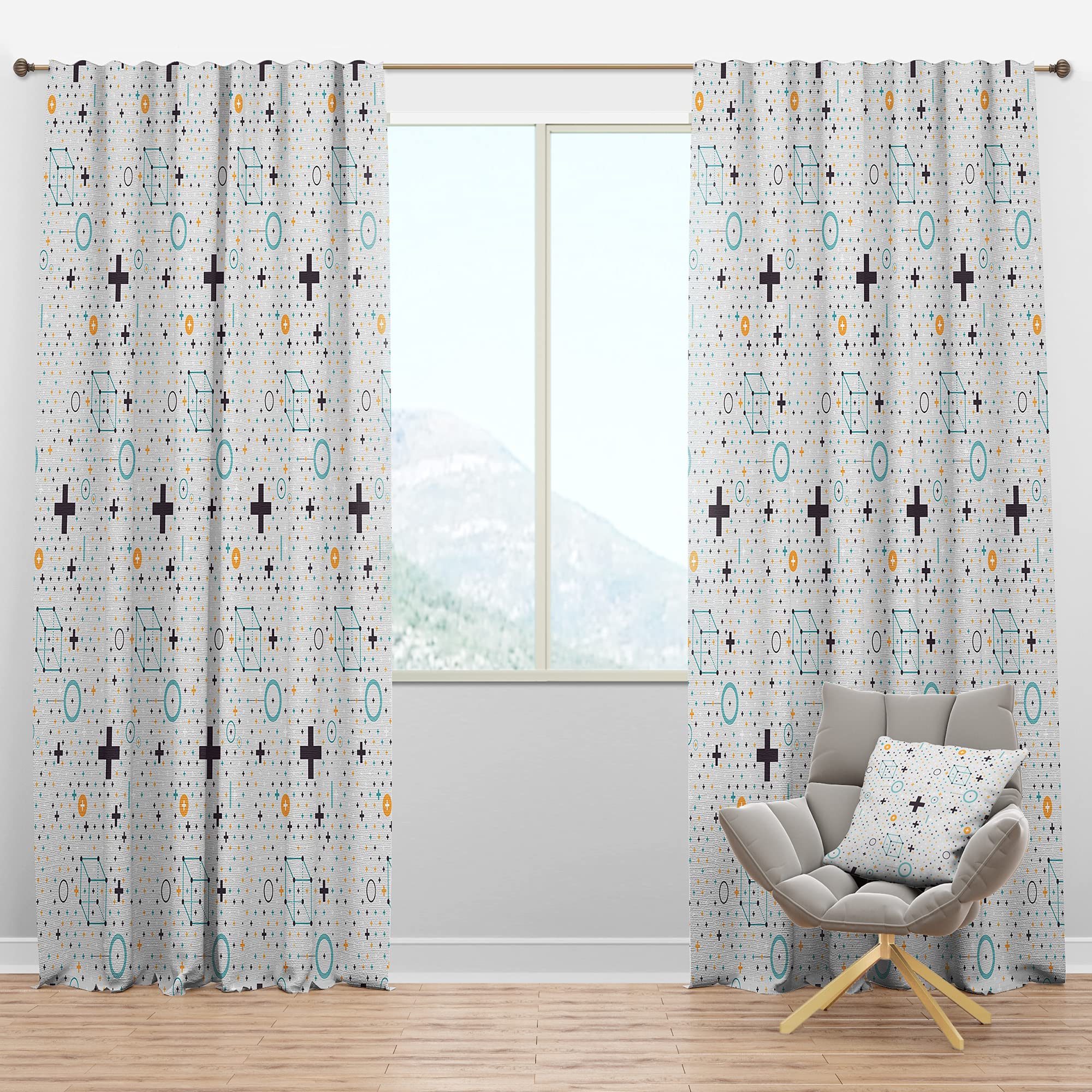 DesignQ Blackout Curtains - Minimalist Geometric Pattern Thermal Insulated Window Drapes for Bedroom & Living Room (52x84, Single Panel) - Perfect for Light Blocking, Privacy & Temperature Control