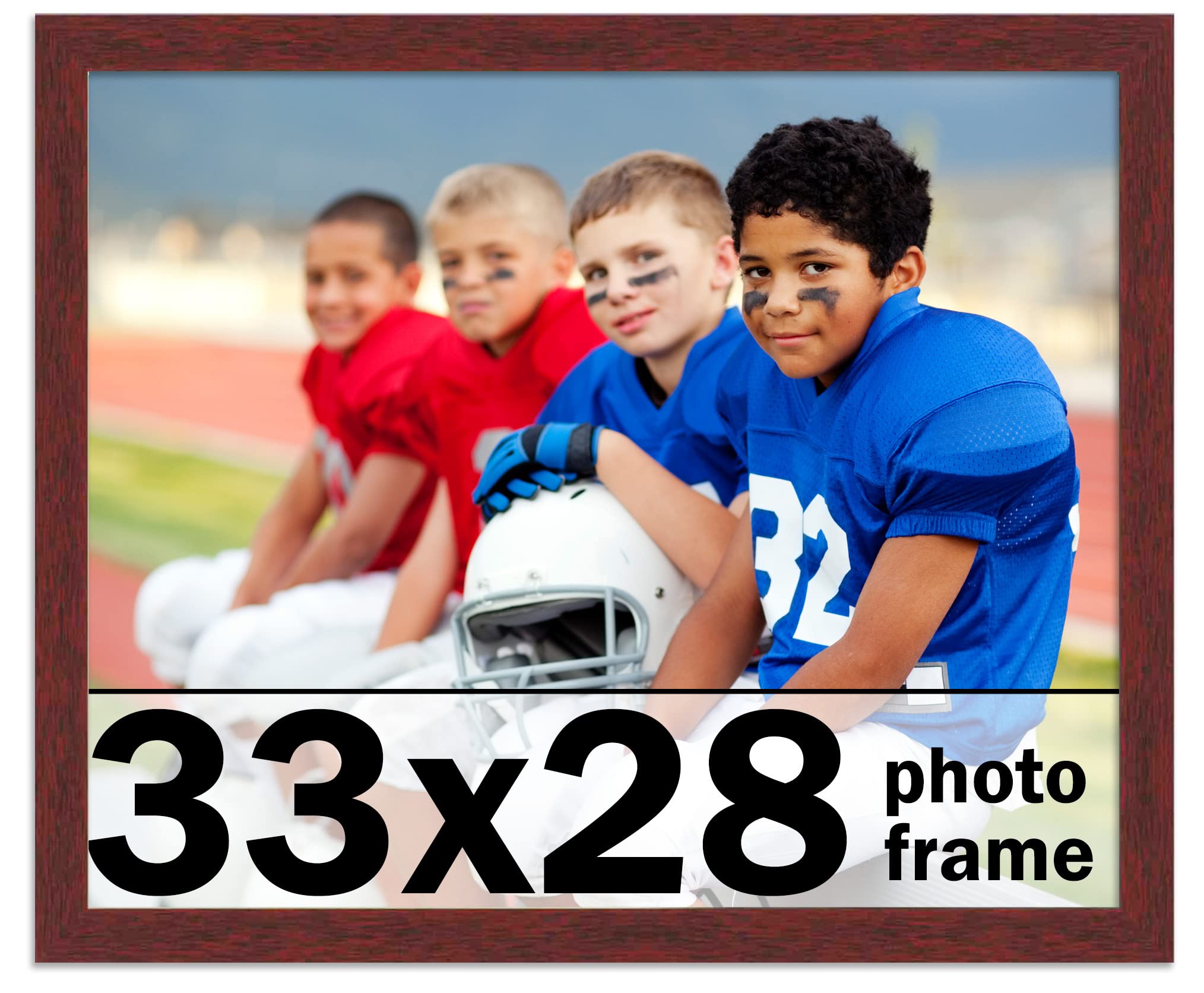 CountryArtHouse 33x28 Inch Solid Wood Picture Frame in Rich Mahogany Brown - Includes UV Protective Acrylic, Acid-Free Backing & Hanging Hardware - Perfect for Wall Art, Family Photos, and Home Decor Display
