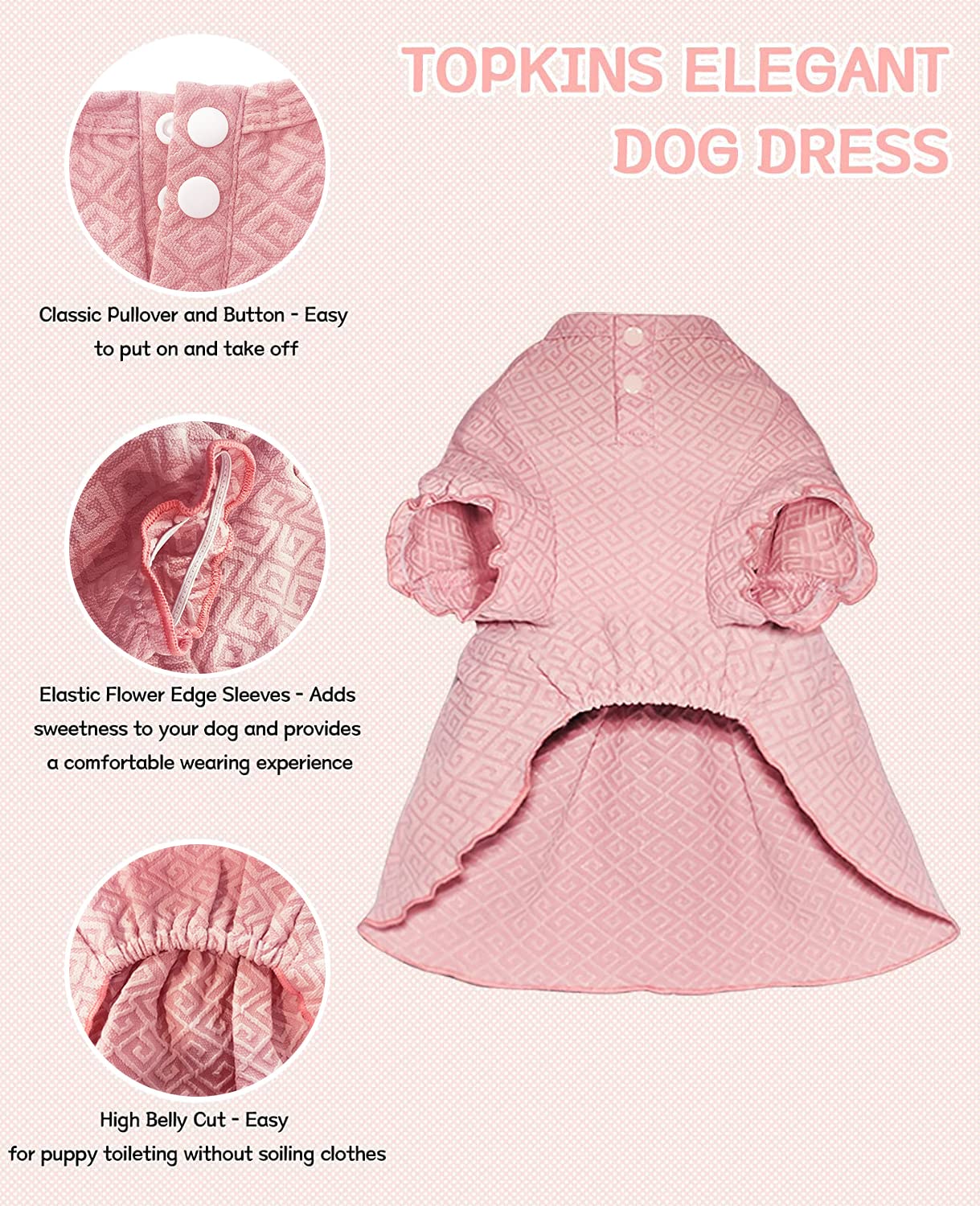Princess Dog Dress with Bow Tie - Soft & Breathable Pet Costume for Small & Medium Dogs - Perfect for Birthday Parties, Holidays & Special Occasions (Pink, XL)