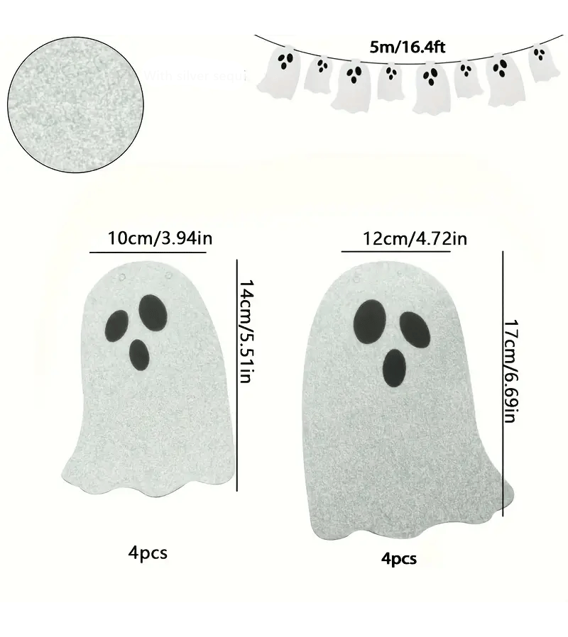 Spooky Halloween Ghost Garland Decorations - Scary Hanging Ghosts for Halloween Party, Home, and Outdoor Decor