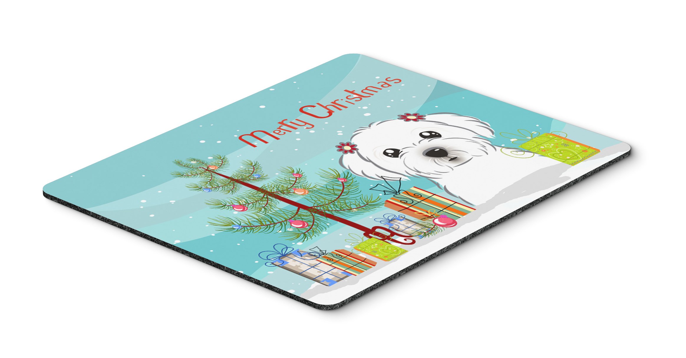 Christmas Tree and Maltese Mouse Pad - Large Washable Desk Mat for Home Office, Gaming & Computer Work | Holiday-Themed Mousepad, Hot Pad & Trivet | Perfect for Workspace Decor & Festive Gift Giving
