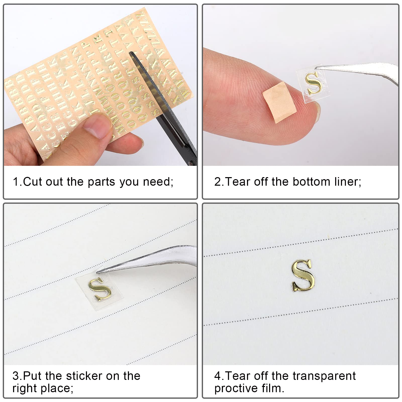 SAVITA 18 Sheets Small Self-Adhesive Glitter Alphabet & Number Stickers - Metallic Letter Stickers for Scrapbooking, DIY Crafts, Photo Albums, Journals, and Card Making - Includes 2 Tweezers for Easy Application