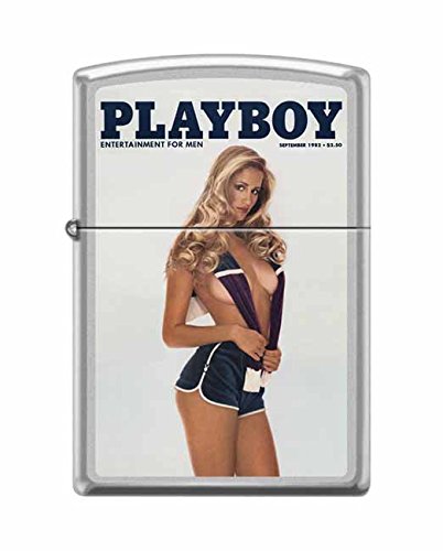 Zippo Lighter Playboy Cover September 1982 - Satin Chrome Finish | Vintage Collectible Windproof Lighter for Smoking, Camping & Outdoor Use