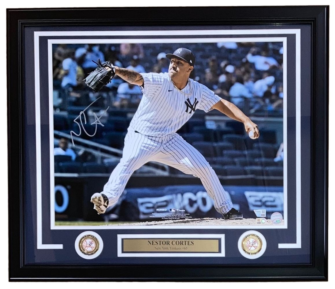 Nestor Cortes Autographed Framed 16x20 New York Yankees Photo - Limited Edition Collectible for Baseball Fans & Sports Memorabilia - Perfect for Home, Office, or Man Cave Decor