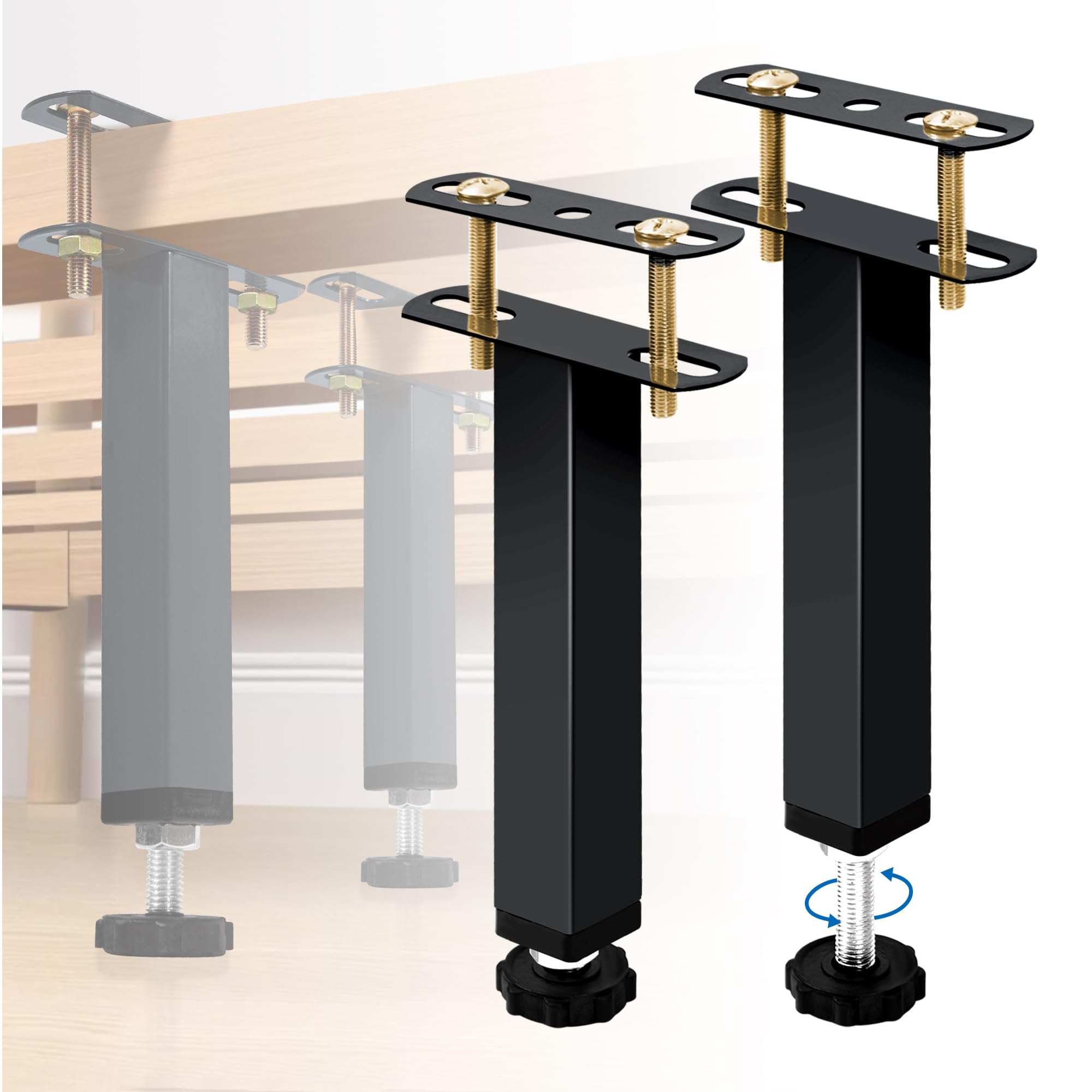 Adjustable Height Bed Support Legs - Heavy Duty Center Support Replacement for Bed Frame, Bed Slat Reinforcement Kit (7.8