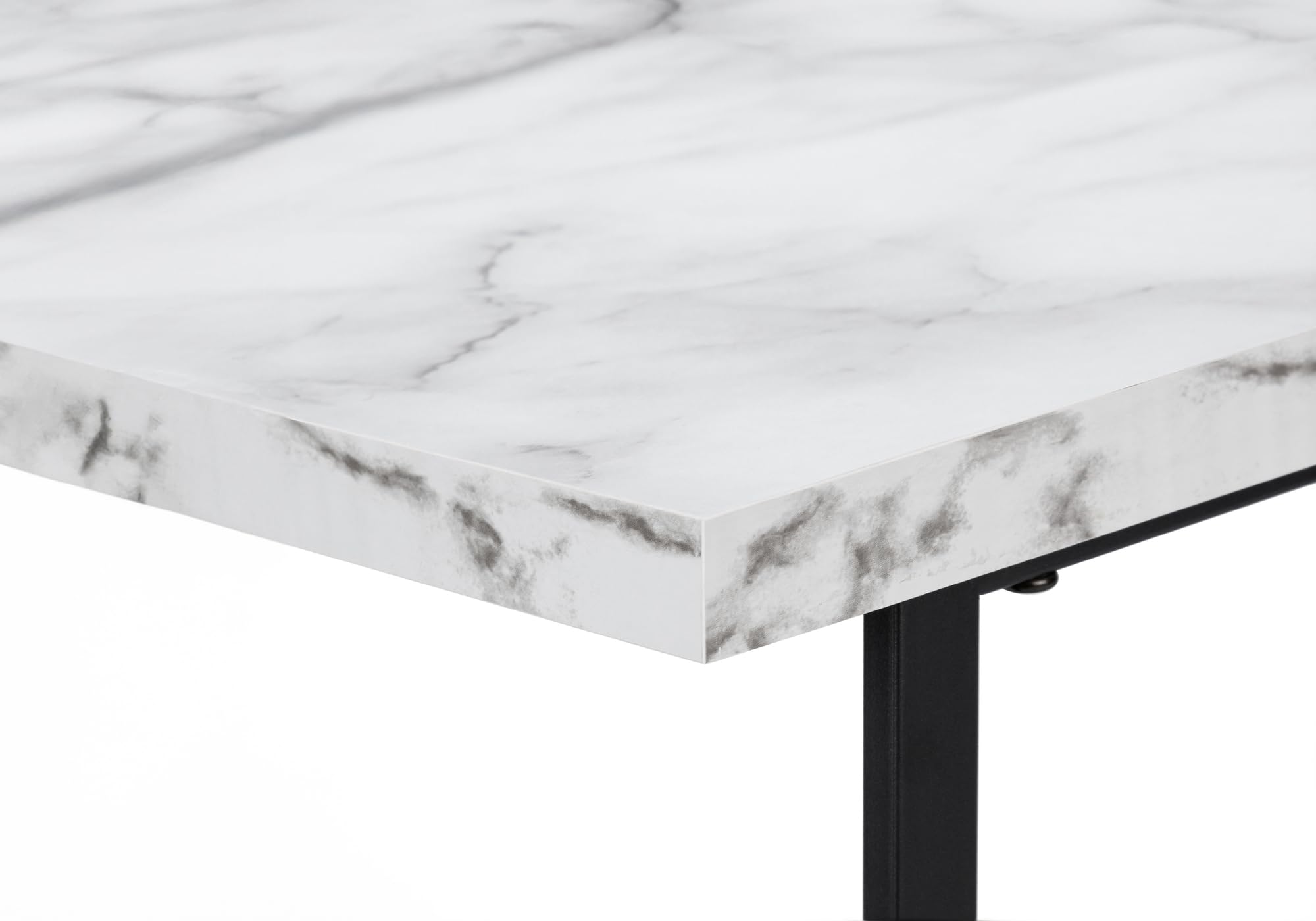 Monarch Specialties I 7527 48-Inch Modern Computer Desk with Storage Shelves - White Marble Look & Black Metal Frame - Home Office & Laptop Workstation for Contemporary Spaces