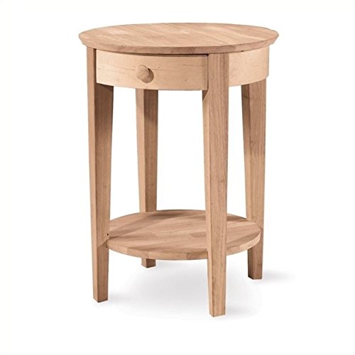 Pemberly Row Unfinished Wood Accent Table with One Drawer - Side Table for Living Room, Bedroom & Entryway - Rustic Home Decor Furniture