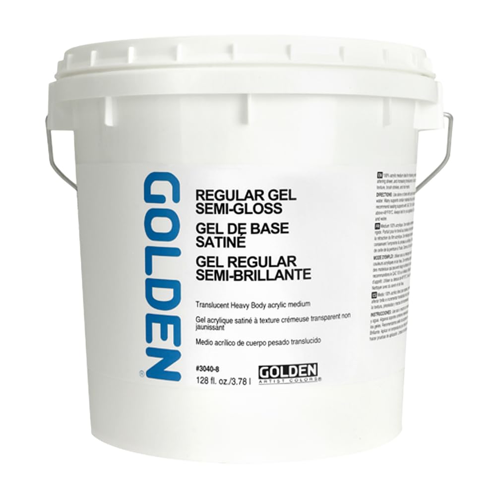 GOLDEN Professional Acrylic Gel Medium - 128 fl oz Semi-Gloss Jar, Semi-Transparent Paint for Artists & DIY Crafts - Perfect for Canvas Painting, Mixed Media & Home Decor Projects