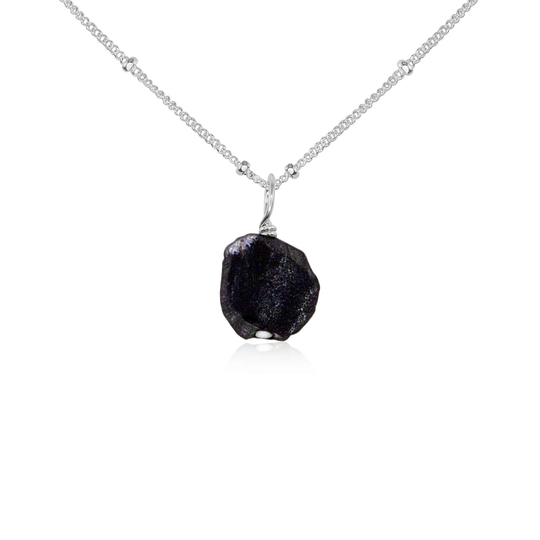 Natural Raw Obsidian Pendant Necklace - Handmade Black Stone Jewelry for Women & Men - Perfect for Spiritual Protection, Meditation & Everyday Wear