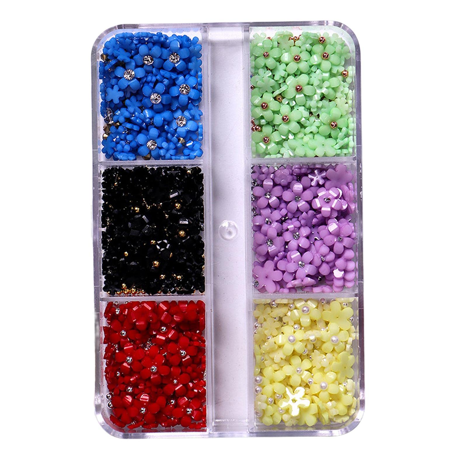 3D Flower Nail Charms Set - Cherry Blossom & Mixed Floral Nail Art Decorations (6 Colors) - Professional Nail Design Supplies for Manicure, Nail Art Crafts & DIY Nail Designs - Perfect for Salon, Home Use & Gift Giving