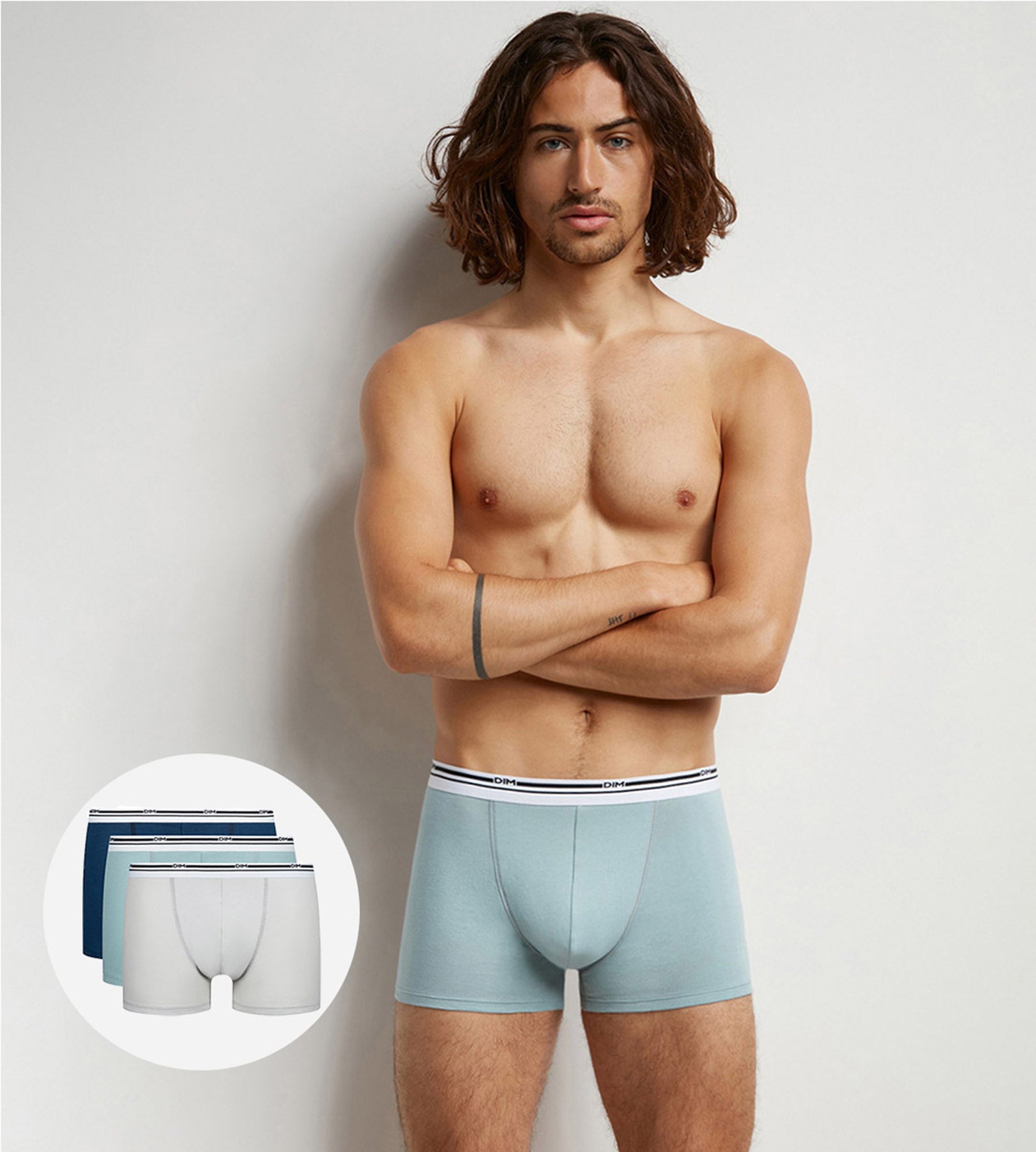 3 Pack Men's Cotton Stretch Boxer Briefs - Blue & Grey Classic Colors for Everyday Comfort & Active Lifestyle