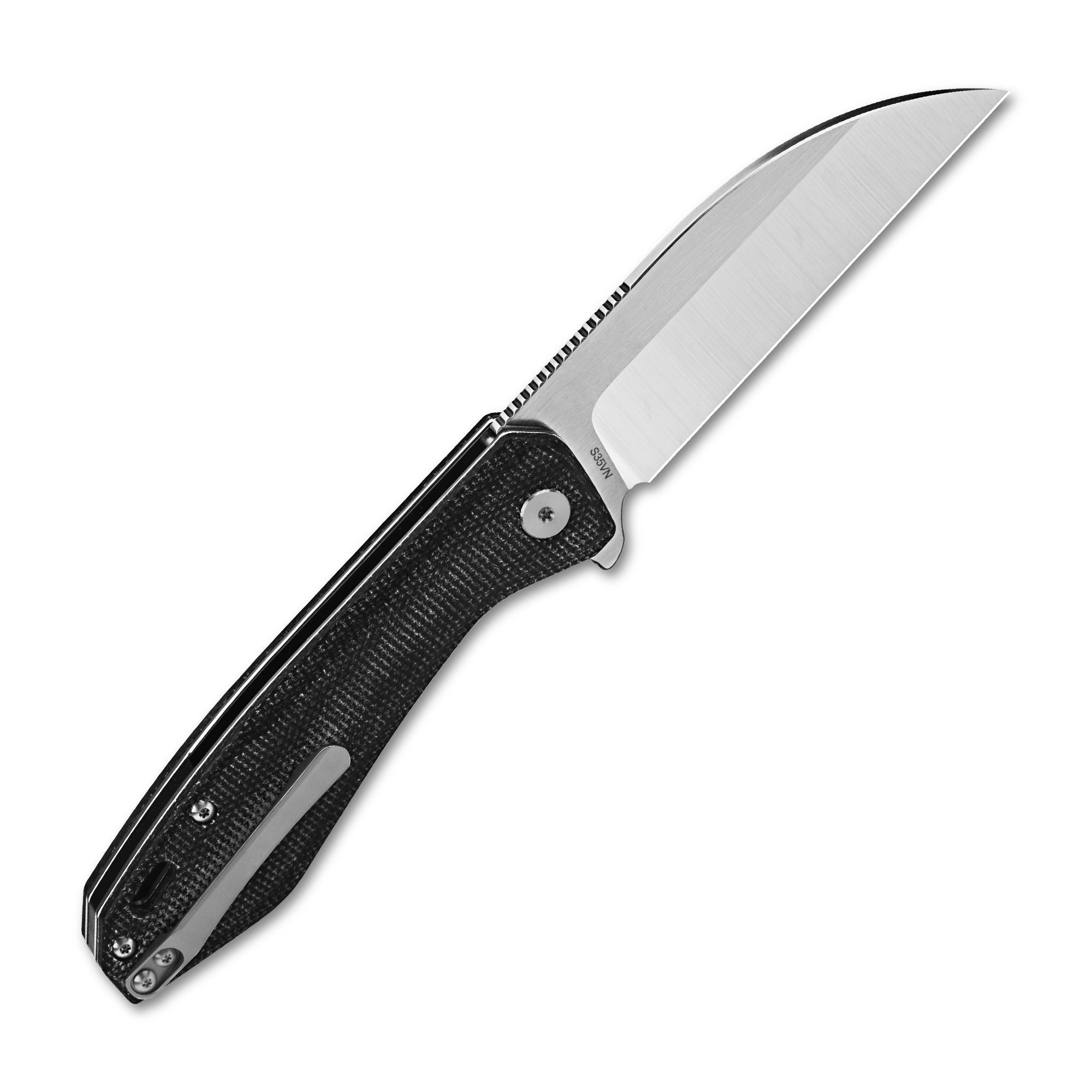 Premium QSP Pelican Liner Lock Folding Pocket Knife - CPM S35VN Steel Blade with Black Micarta Handle - EDC, Camping, Hiking & Outdoor Survival Tool
