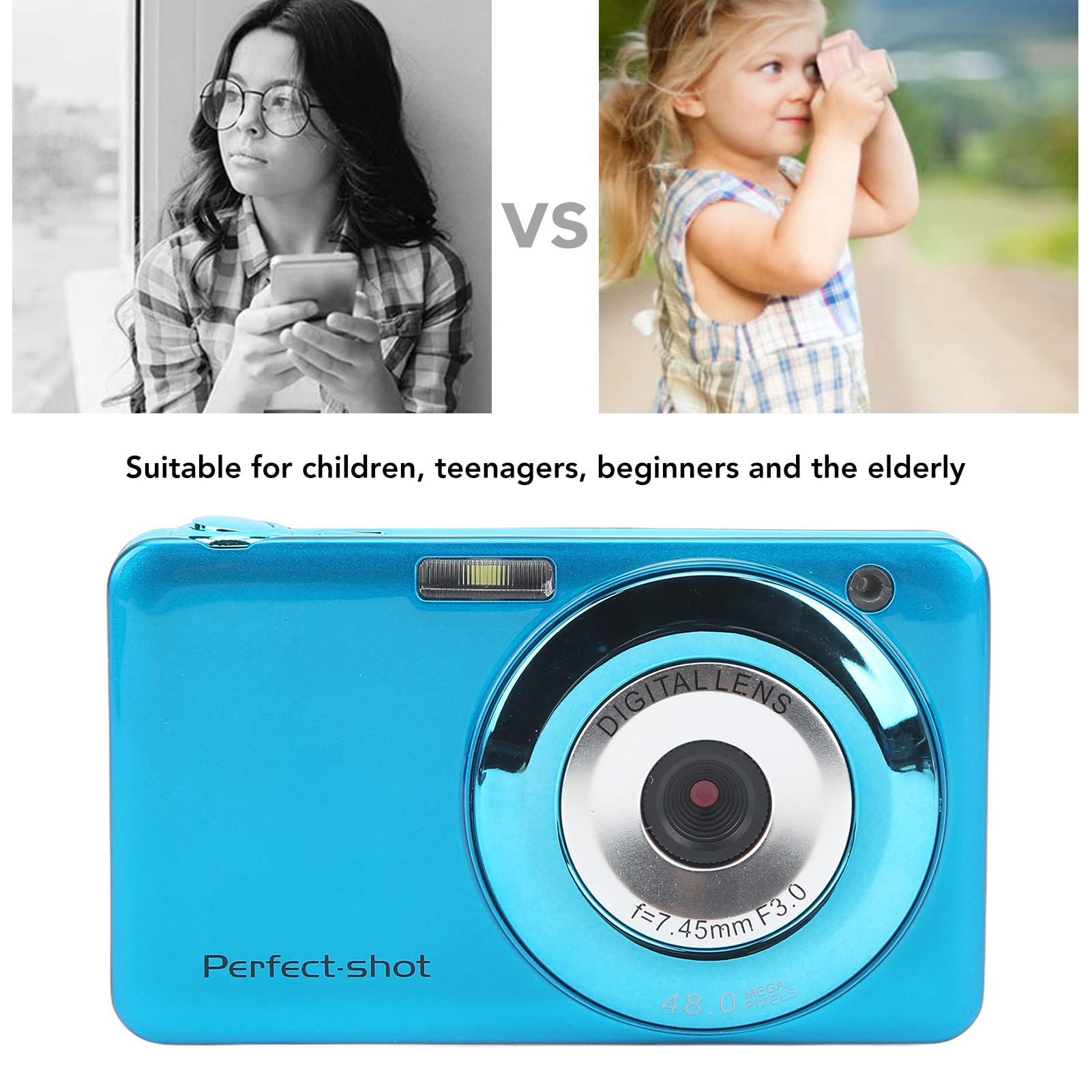 48MP HD Mini Digital Camera with 2.7in Screen & 8x Zoom - Compact Travel Camera for Kids, Beginners - Perfect for Outdoor Adventures, Birthday Gifts & Photography Learning (Blue)