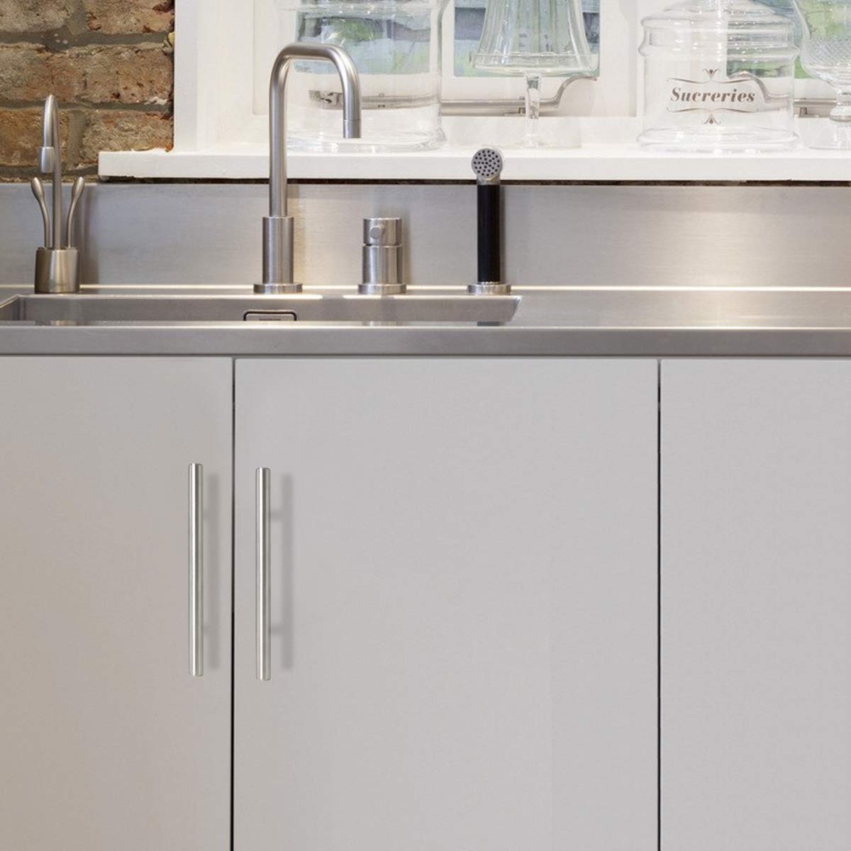 Probrico Brushed Nickel T Bar Cabinet Handles - 25 Pack for Kitchen & Bathroom