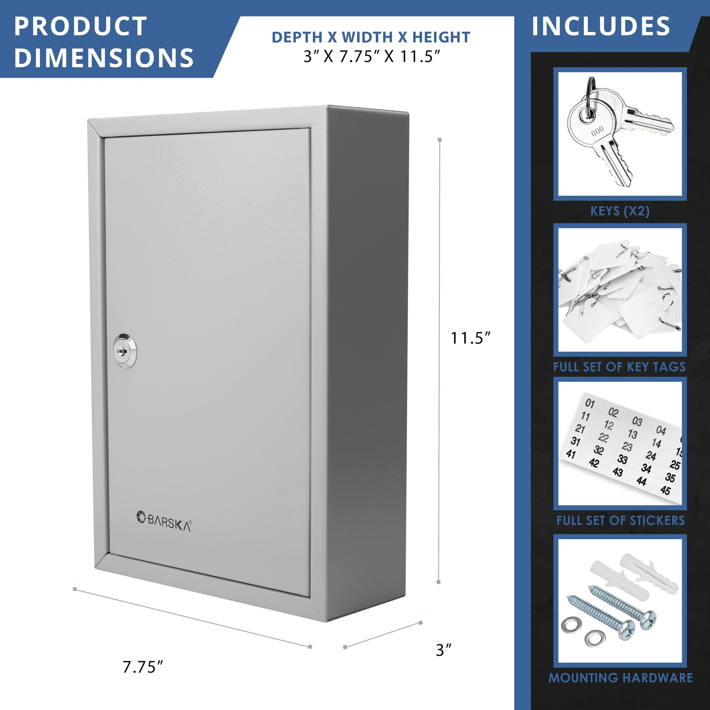 BARSKA Steel 40-Key Wall Safe - Secure Key Storage for Home & Office