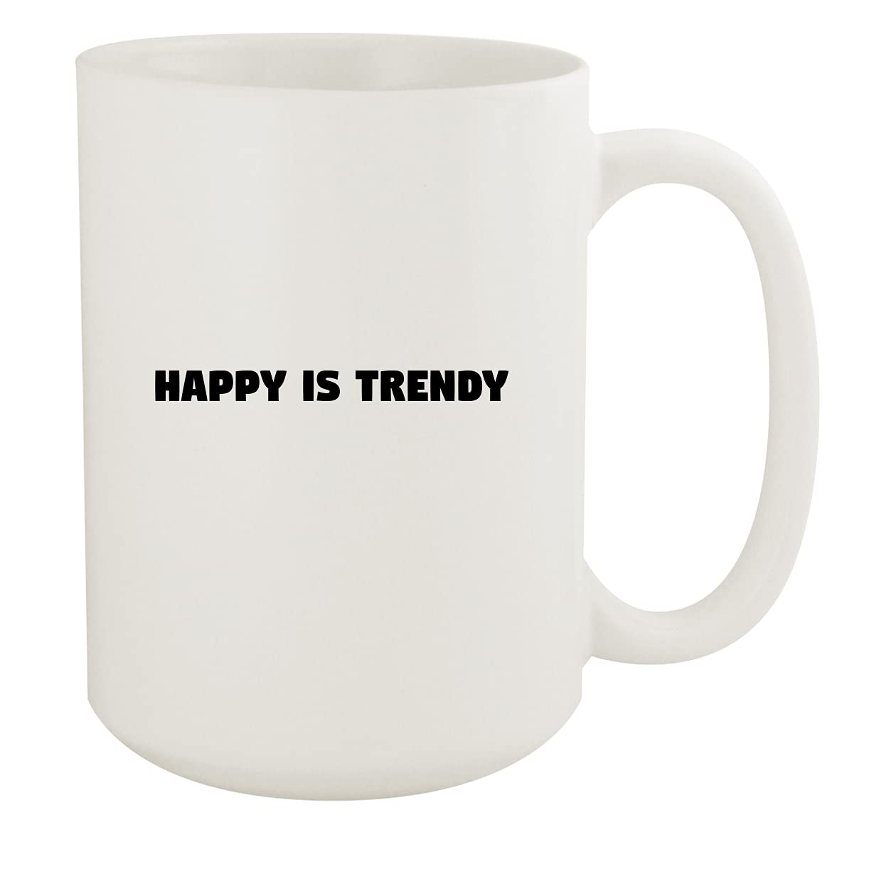 Happy Is Trendy - 15oz White Ceramic Coffee Mug with Comfort Handle, Perfect for Home, Office & Gifts - Dishwasher & Microwave Safe
