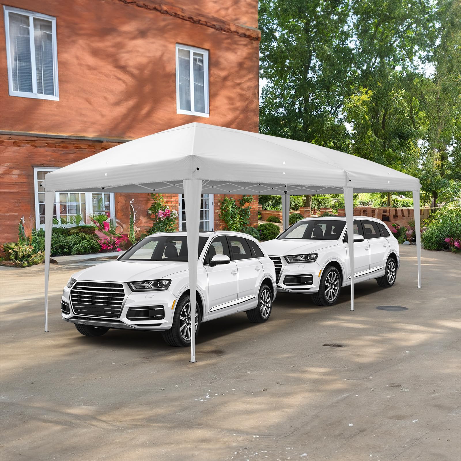 10' x 20' Pop Up Canopy Tent with Removable Sidewalls & Carry Bag - Waterproof Instant Shelter with Transparent Windows - Portable Easy Setup Canopy for Commercial Use, Backyard Parties, Outdoor Events & Patio Gatherings - Perfect for Weddings, Farmers Markets & Beach Picnics (White)