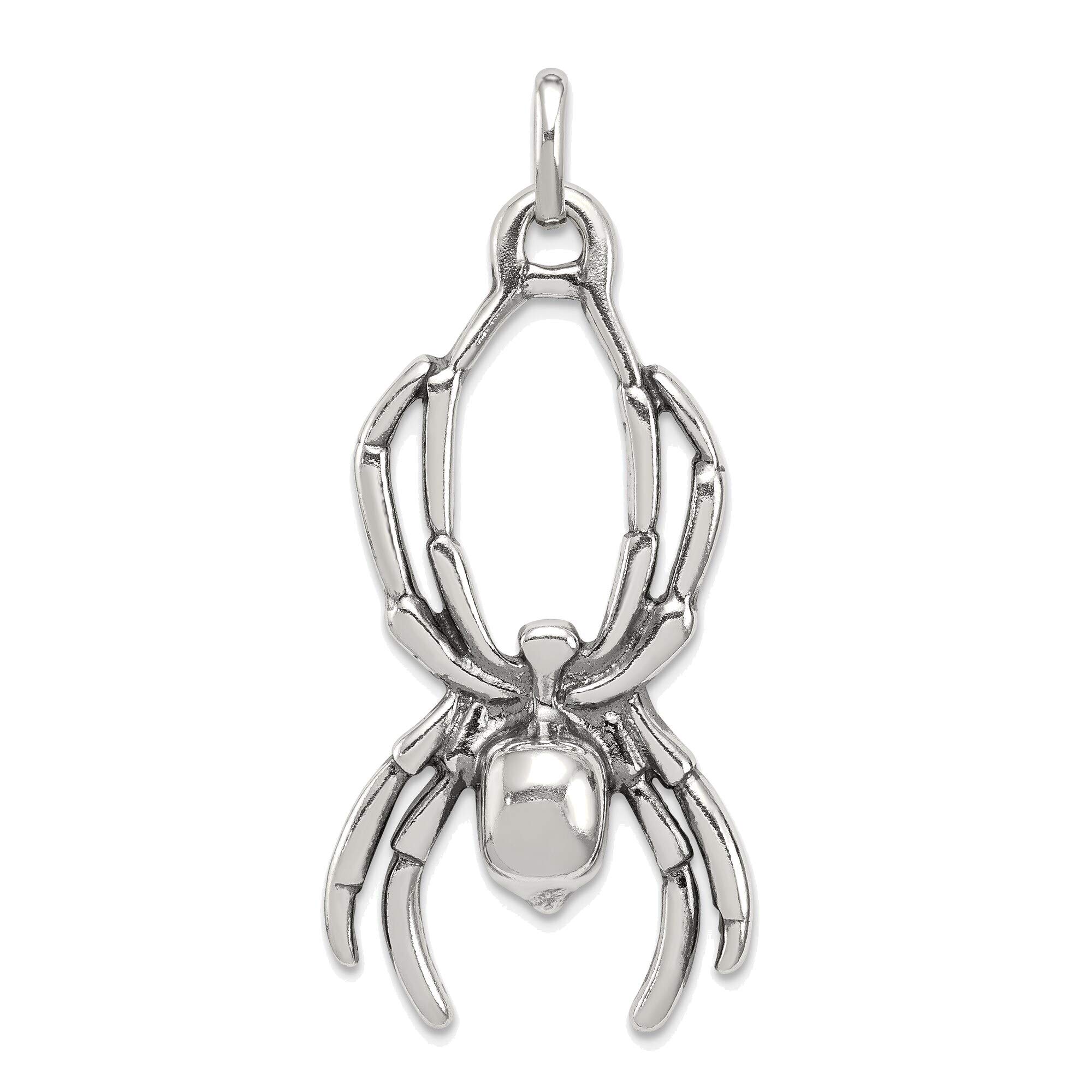 Bonyak Sterling Silver Antique Spider Pendant Necklace - Gothic Jewelry for Women - Perfect for Halloween, Cosplay & Alternative Fashion