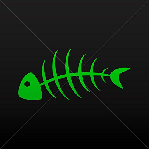 Waterproof Fish Bones Skull Skeleton Decal Sticker for Laptop Tablet - 4 x 1.84 Inches - Durable Vinyl Green Design - Perfect for Laptops, Notebooks, Phones & DIY Projects