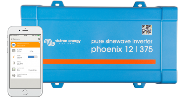 Victron Energy Phoenix Inverter 24V 375W 230V Pure Sine Wave Power Inverter with VE.Direct Port - Reliable Backup Power for Home, RV, Marine & Off-Grid Solar Systems