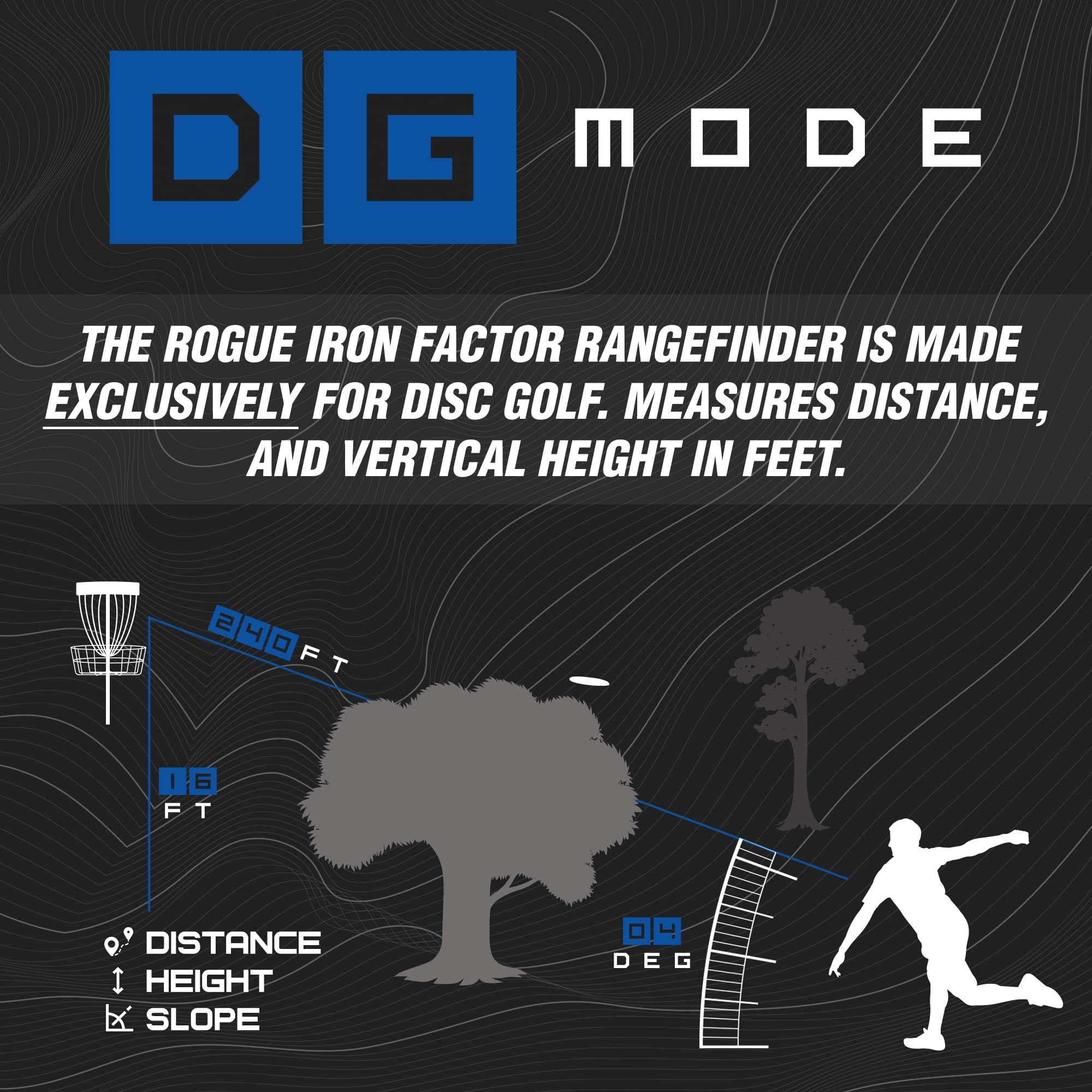 Rogue Iron Disc Golf Rangefinder - Accurate Distance Measurer in Feet for Disc Golf Players | Perfect for Course Navigation & Practice Sessions