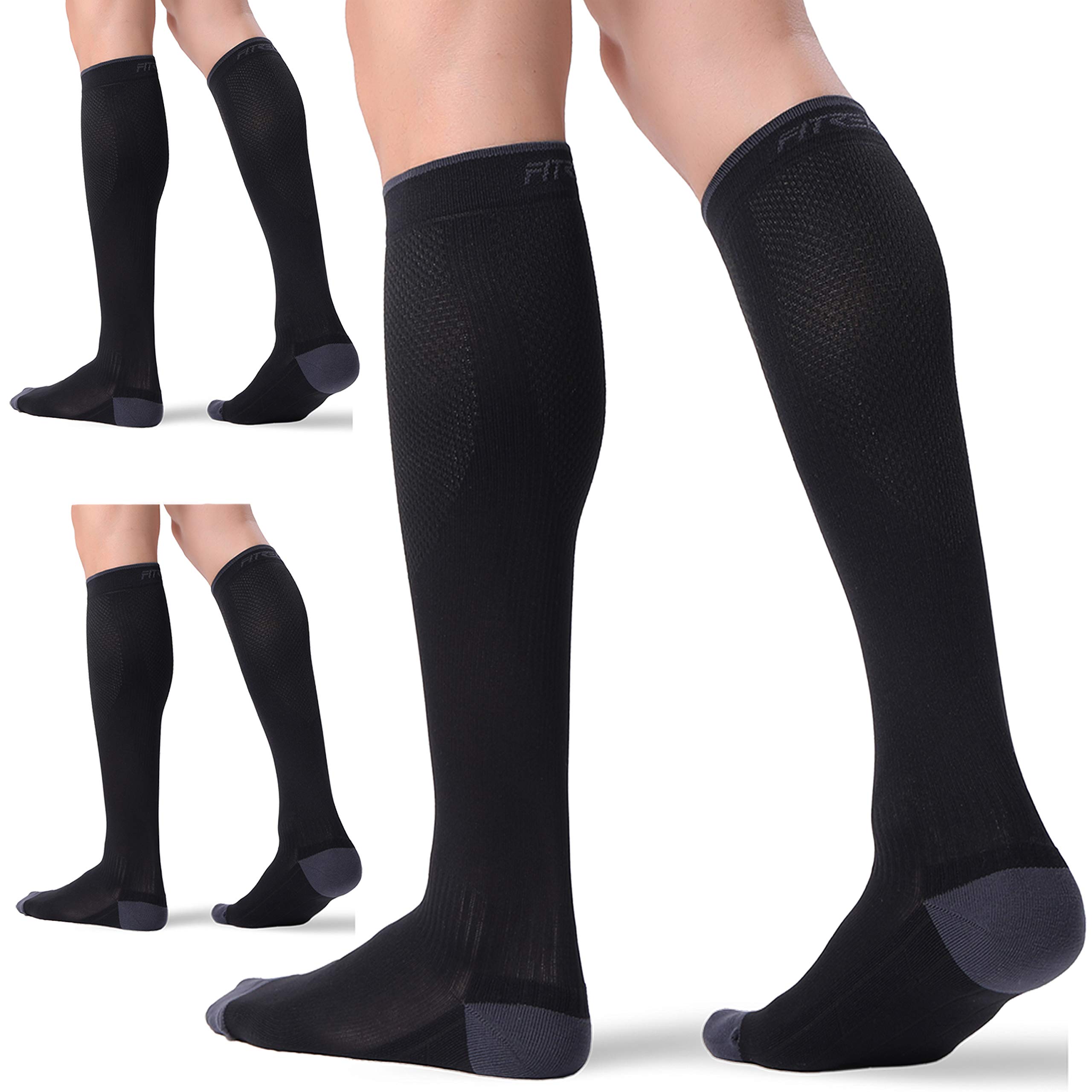 FITRELL 3 Pairs Medical Compression Socks 20-30mmHg for Women & Men - Circulation Support, Varicose Veins Relief - Perfect for Running, Travel & Nursing Professionals