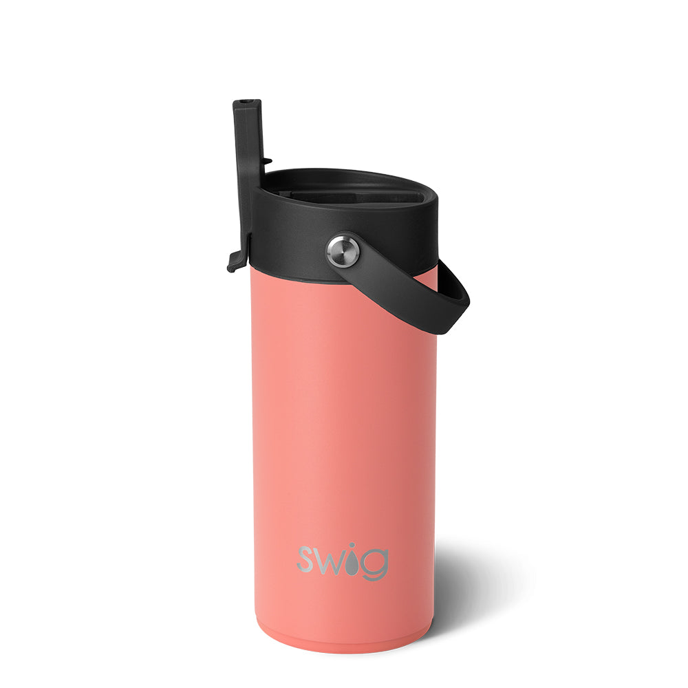 Coral Flip + Sip Slim Tumbler 12oz - Insulated Stainless Steel Travel Mug for Coffee, Tea & Cold Drinks - Perfect for Office, Gym & Outdoor Activities