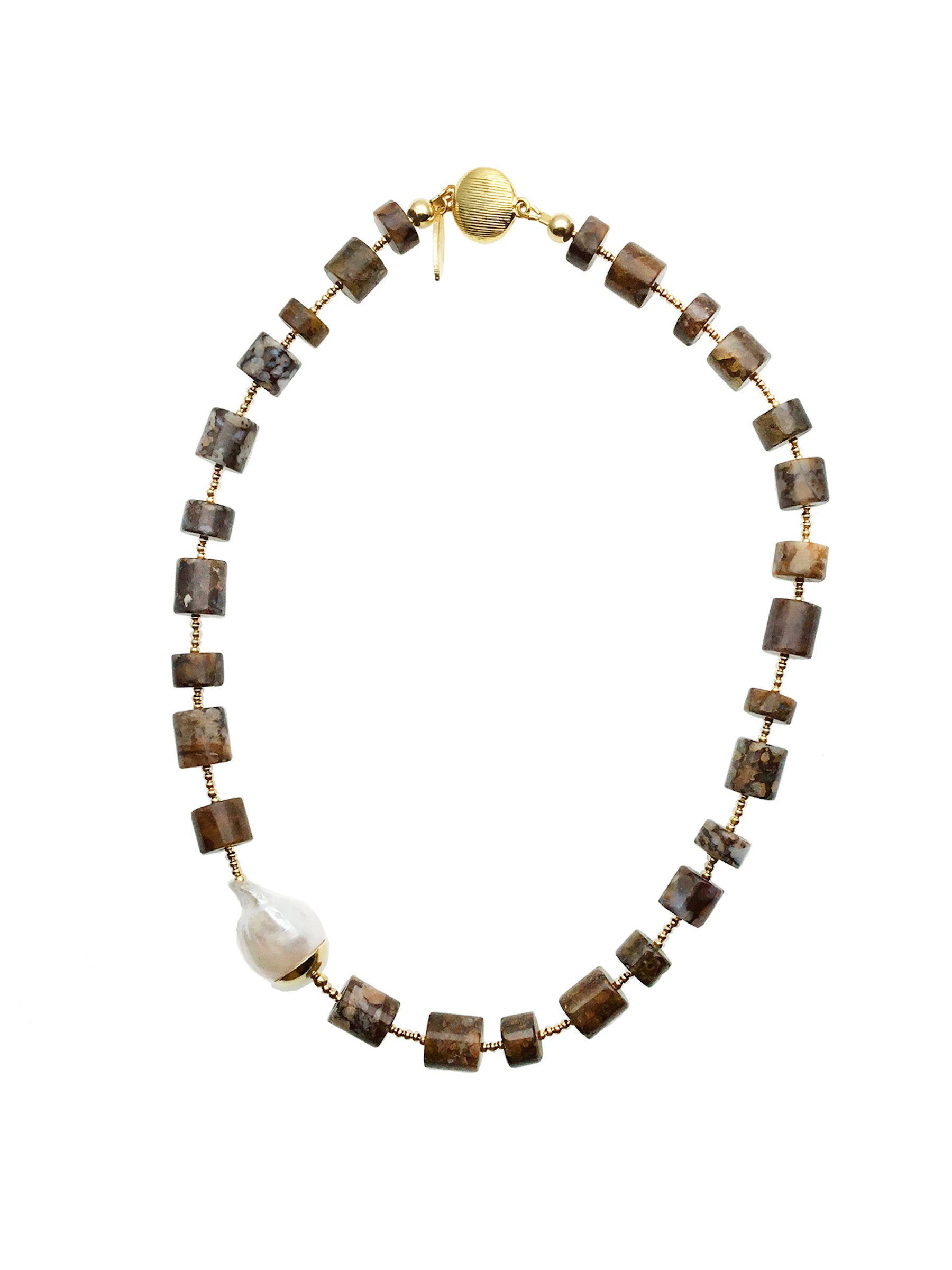 Exquisite Fire Opal & Baroque Pearl Necklace CN027 – Elegant Handmade Jewelry for Women, Perfect for Weddings, Parties & Special Occasions