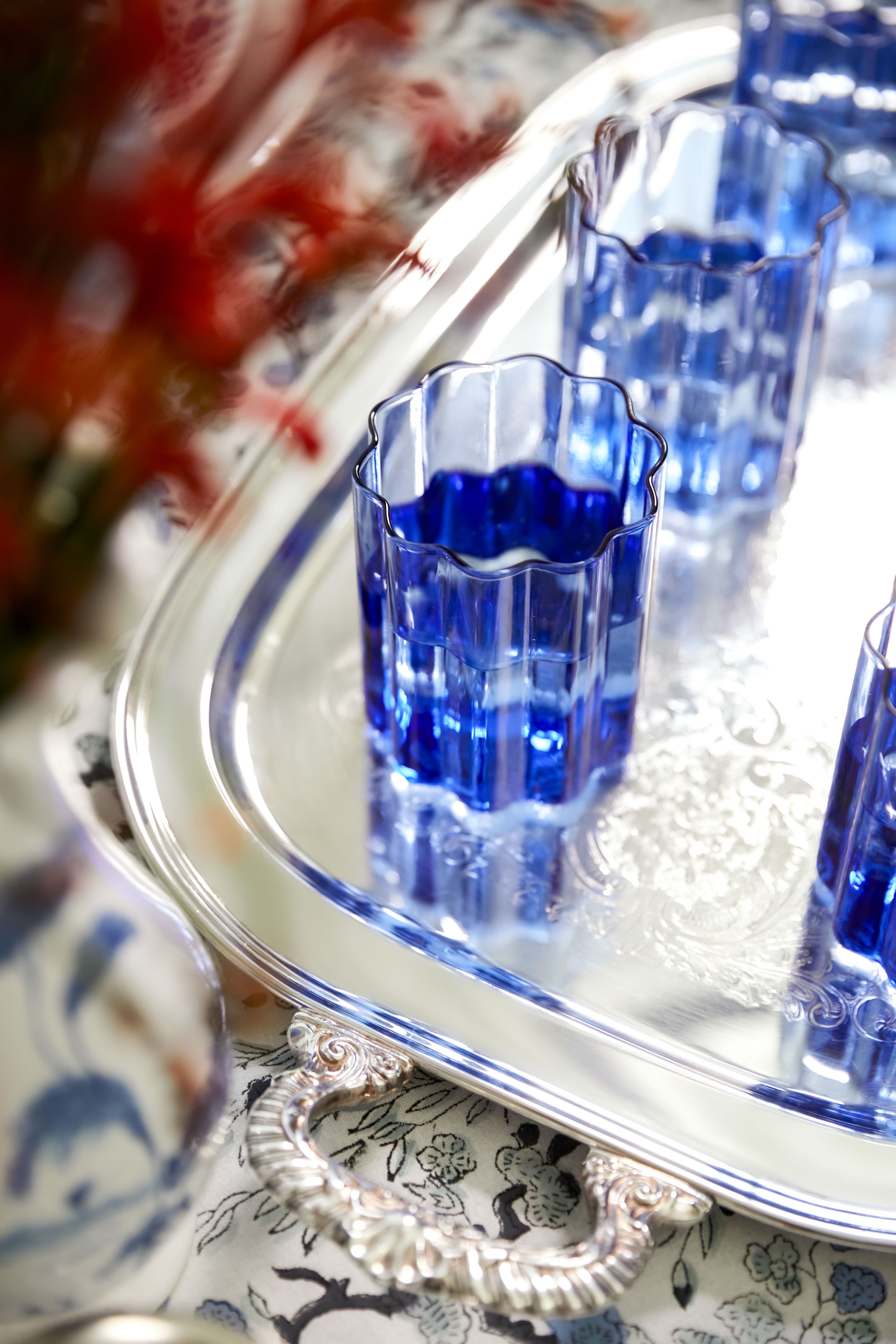 Blue Wave Glasses Set of 2 - Stylish & Durable Drinking Glasses for Cocktails, Juice & Iced Coffee - Perfect for Home Bar, Parties & Outdoor Gatherings