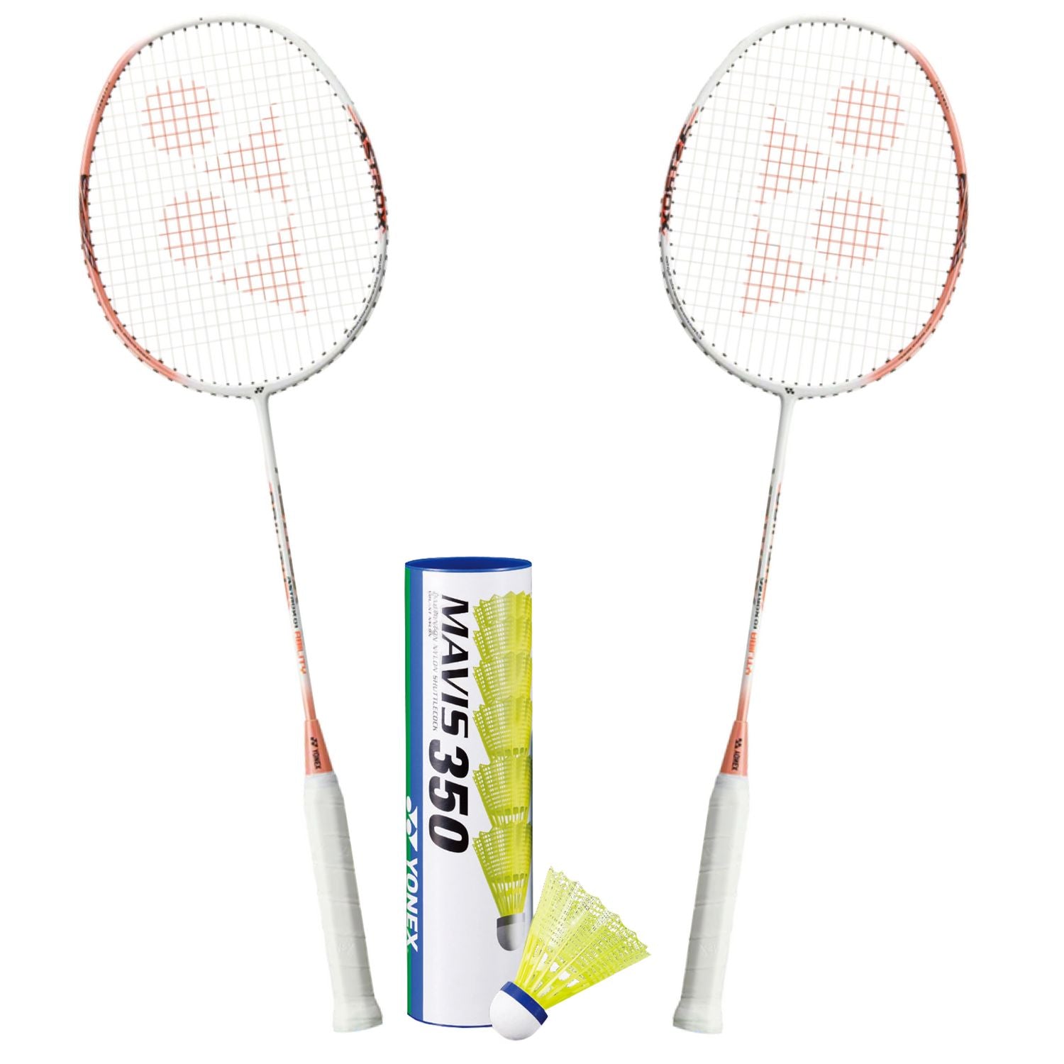 Yonex Badminton Combo Set - 2 Astrox 01 Ability Rackets + 1 Tube of Mavis 350 Shuttlecocks | Premium Badminton Equipment for Indoor & Outdoor Play | Perfect for Training, Competition & Recreational Games