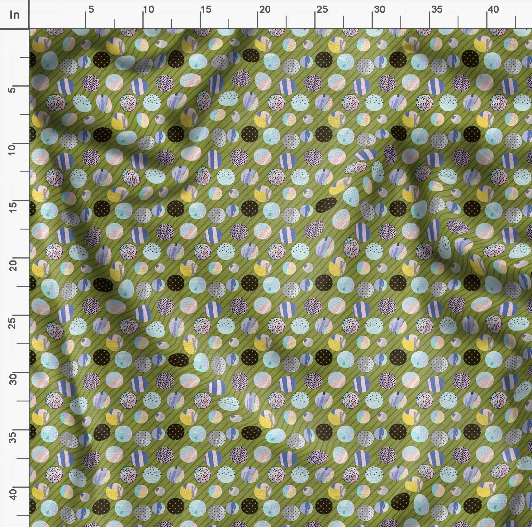 Soimoi Cotton Voile Green Fabric by The Yard - 56 Inch Wide Diagonal Stripe & Cookies Print Textile - Modern Chic Patterns for DIY Sewing, Quilting, Dressmaking & Home Decor Projects