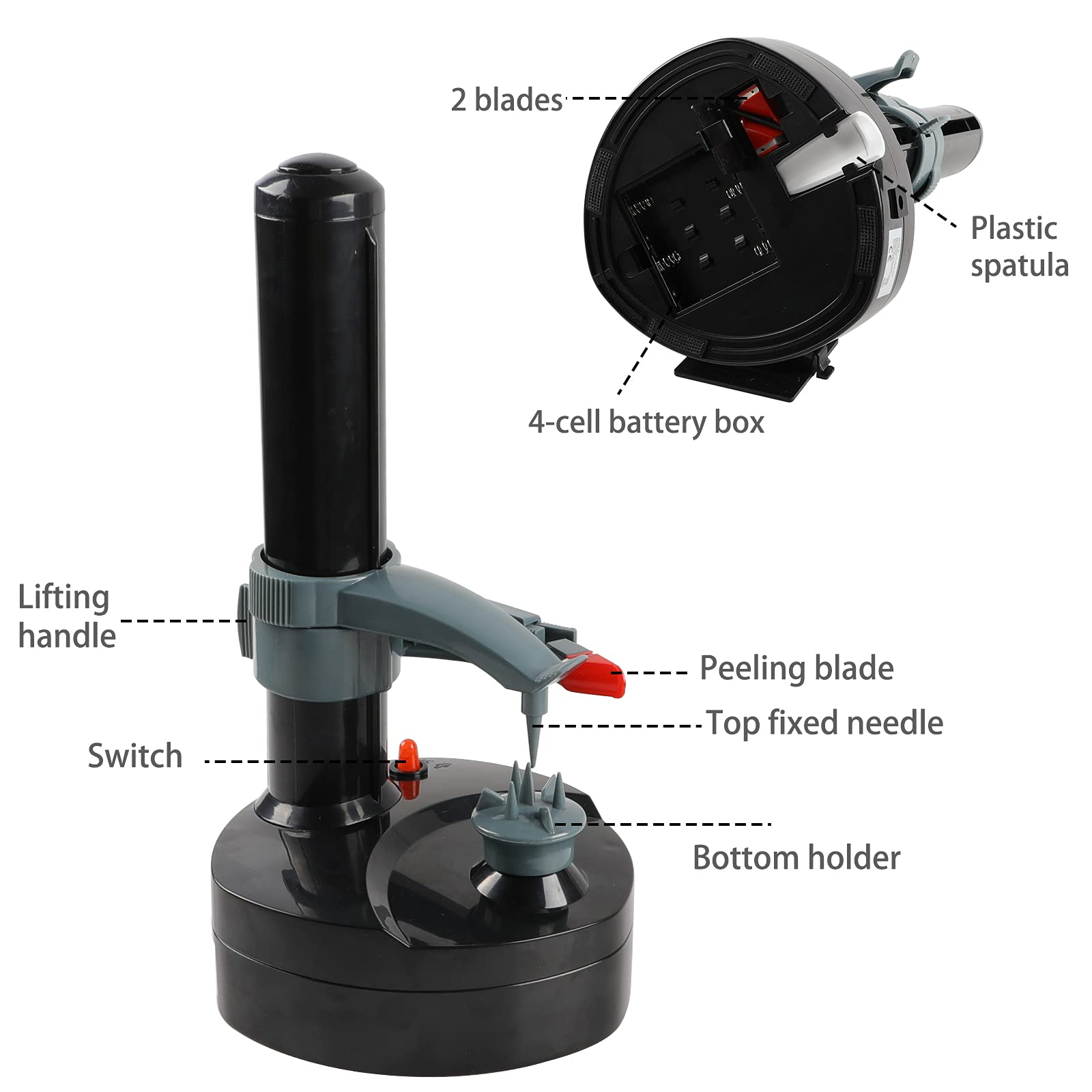Electric Potato Peeler - Automatic Rotating Peeling Tool for Potatoes, Apples, Fruits & Vegetables | Easy Kitchen Gadget for Effortless Meal Prep & Healthy Cooking