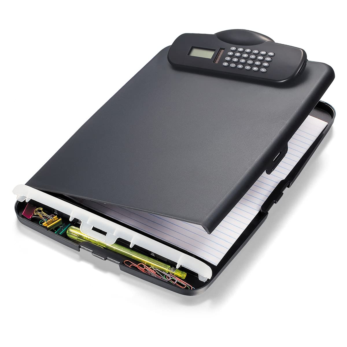 OIC Slim Clipboard Storage Box with Built-in Calculator - Portable Office Organizer for Papers, Notes, and Documents - Perfect for School, Office, and Business Professionals