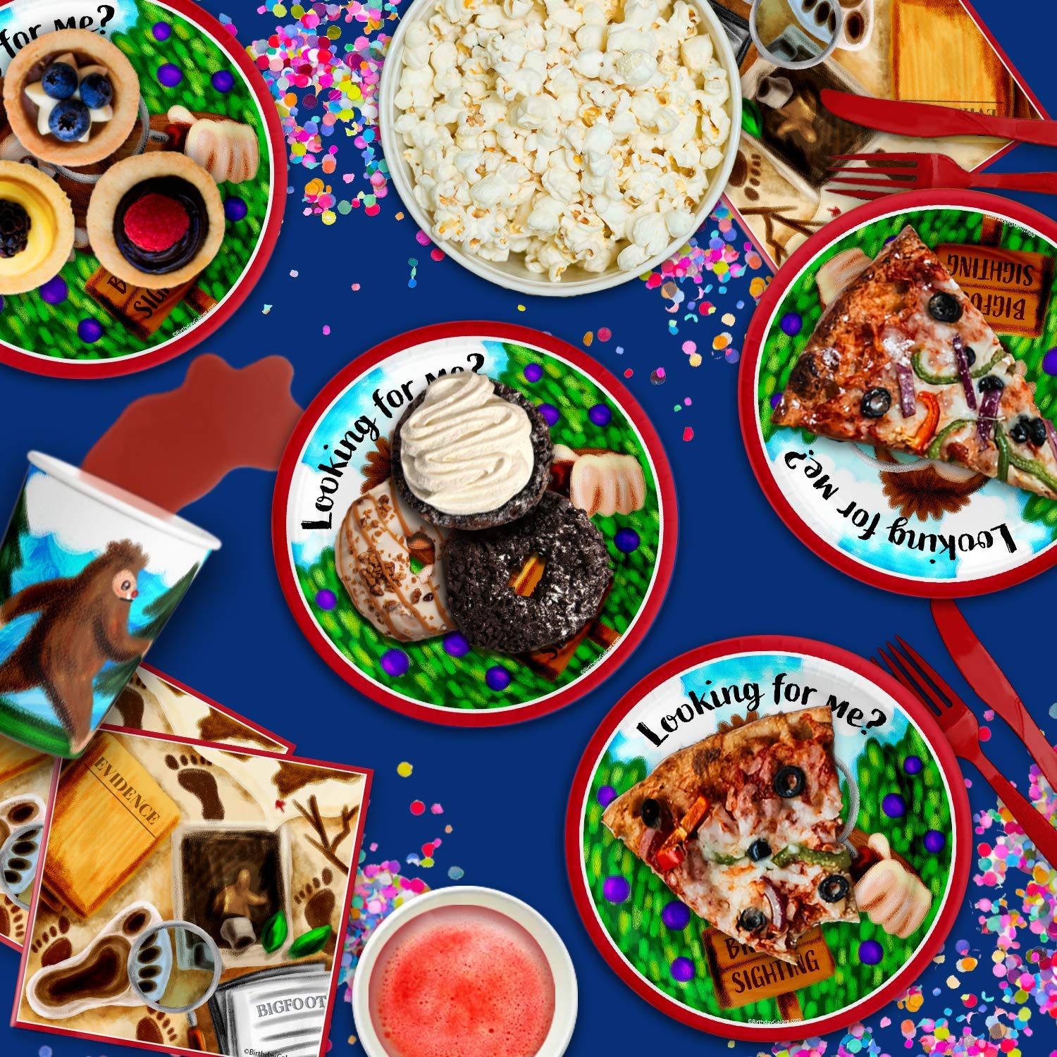 Bigfoot Themed Birthday Party Supplies Set - 16-Piece Tableware Kit with Plates, Napkins & Cups for Kids' Outdoor Adventure Party Decorations