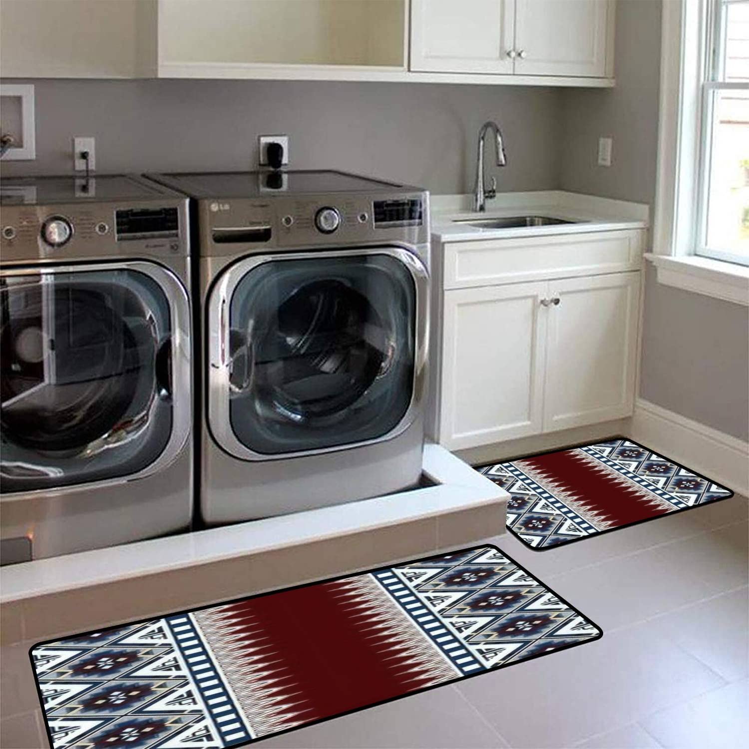 Thai Ethnic Kitchen Rugs - Non-Slip Washable Floor Mats for Home Decor