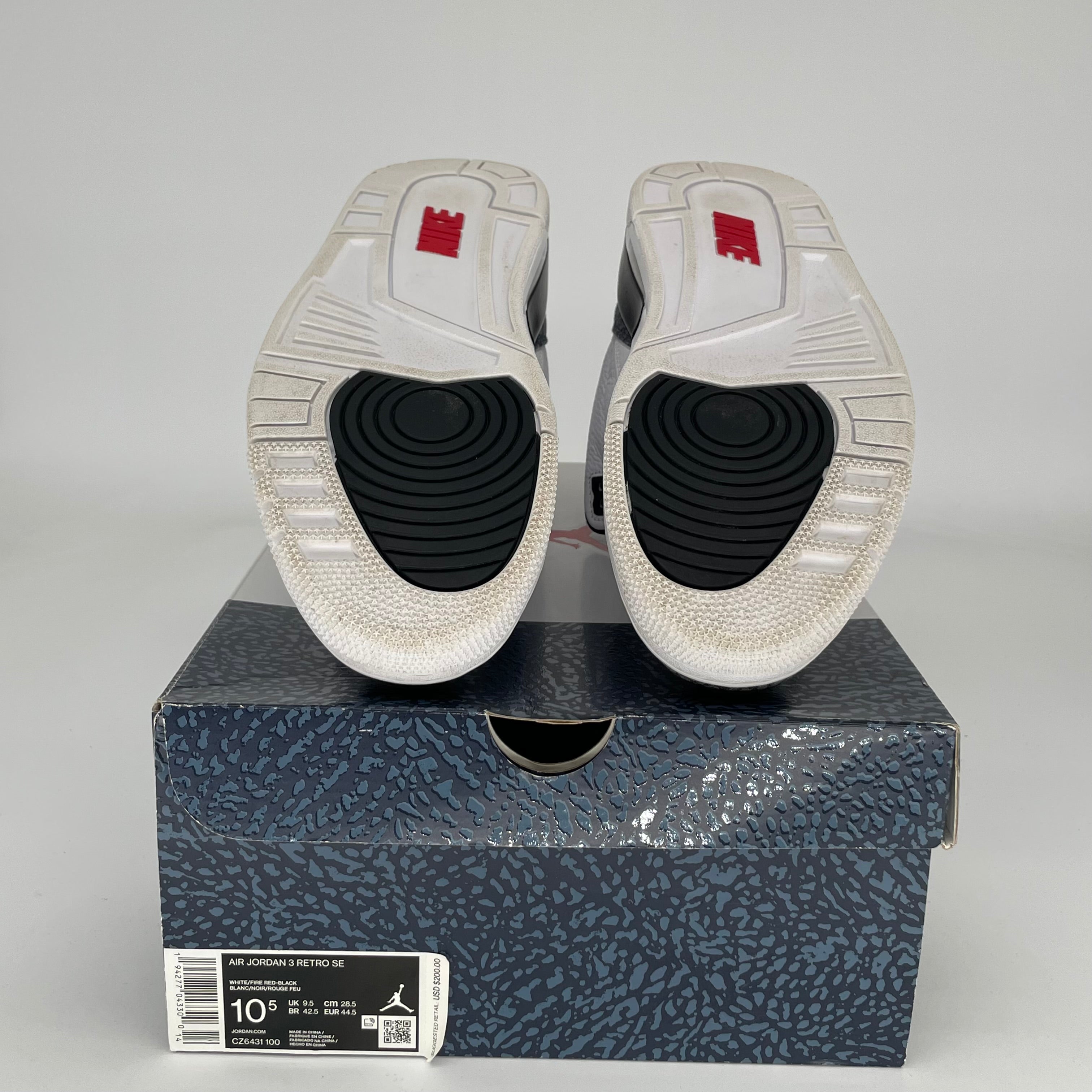 AIR JORDAN 3 Retro Fire Red Denim Sneakers - Men's Size 10.5 (CZ6431-100) | Authentic Basketball Shoes for Streetwear & Casual Outfits