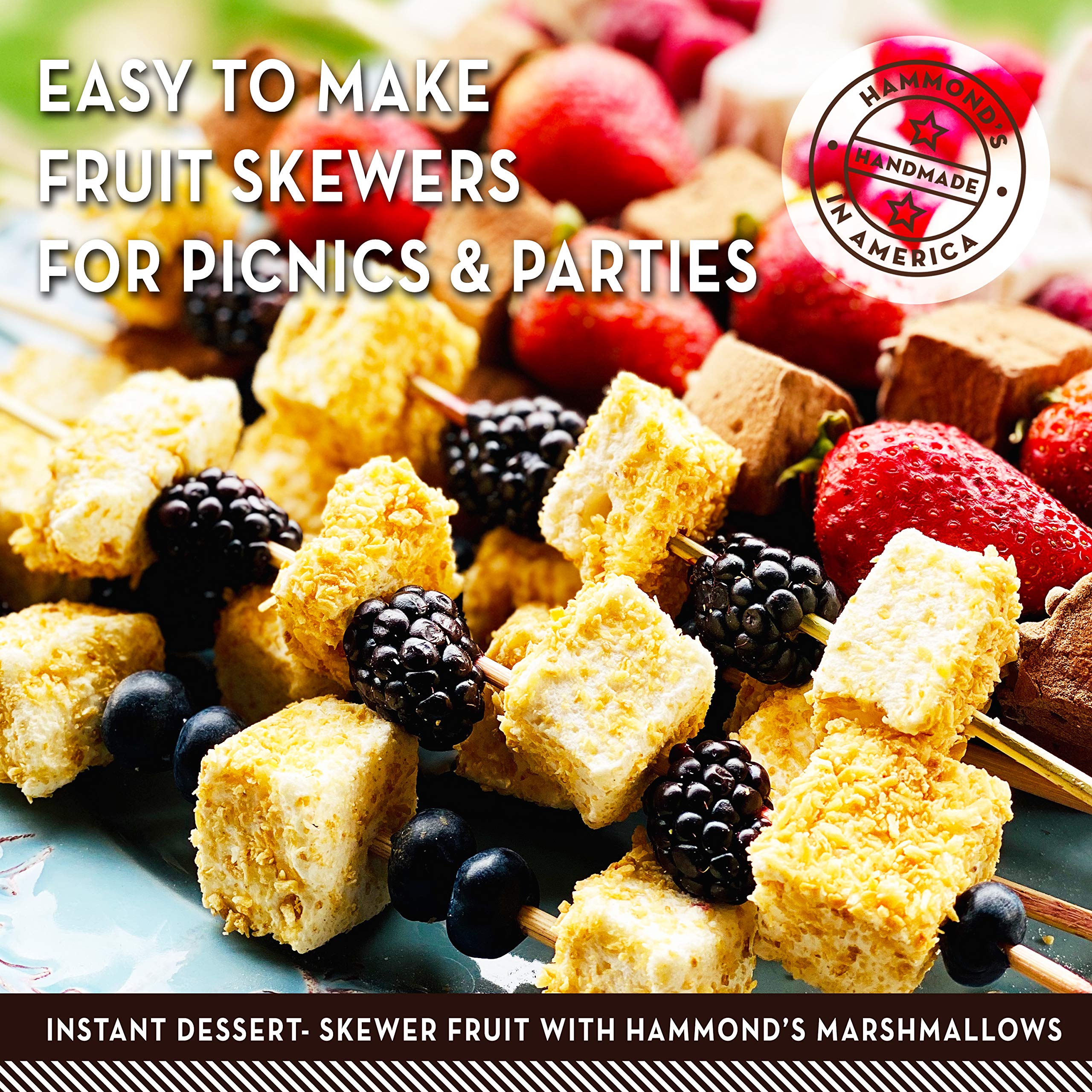 Hammond’s Candies Gourmet Toasted Coconut Marshmallows - Gluten Free, Kosher, Handcrafted in USA - 2 Pack for Snacking, Hot Chocolate, S'mores & Baking - Perfect for Camping, Parties & Desserts