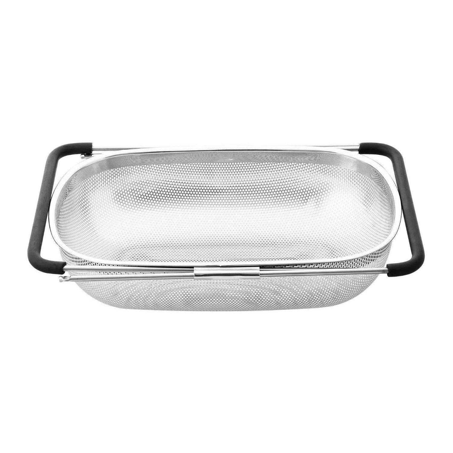 LavoHome Expandable Stainless Steel Over the Sink Fruit & Vegetable Washing Basket - Pasta Strainer with Handles for Kitchen, Camping & Outdoor Use
